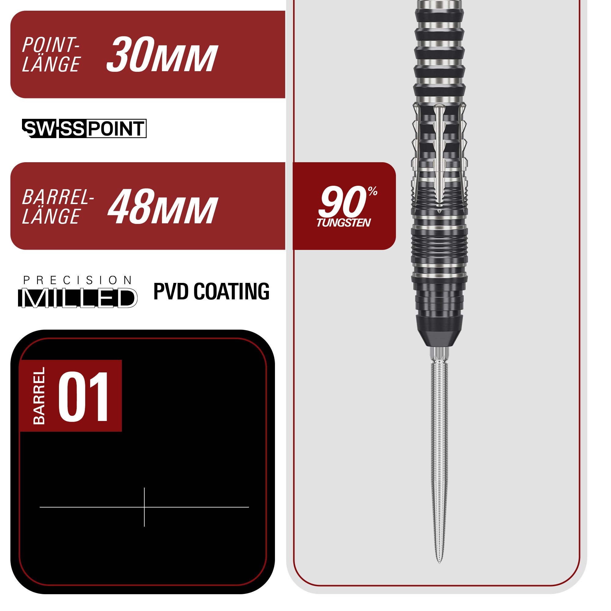 Target Japan Black Marque Blaze Swiss Point Steeldarts - 23g Das Bild zeigt die Target Japan Black Marque Blaze Swiss Point Steeldarts - 23g. Schwarze Steeldarts mit moderner Optik und hoher Qualität.