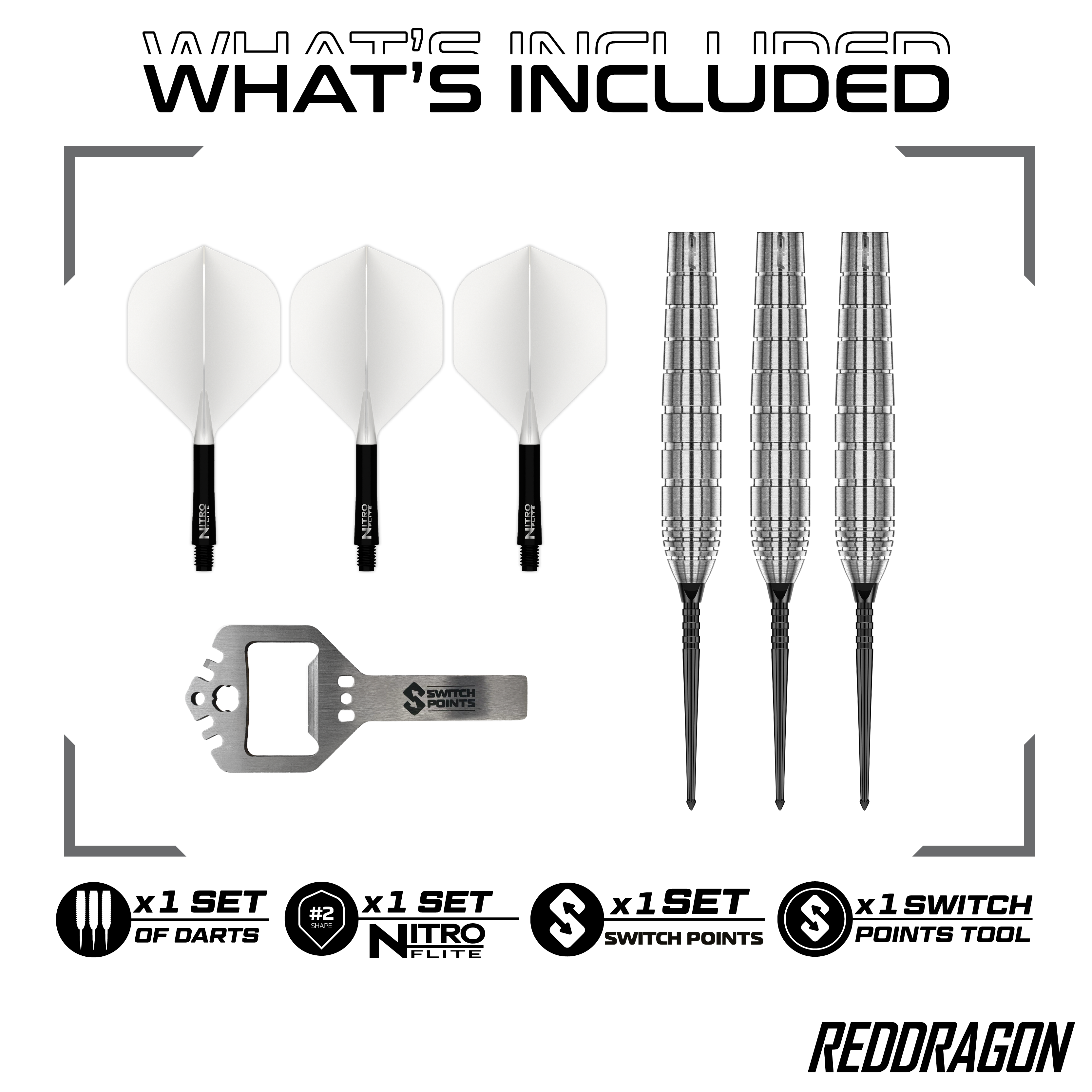 Red Dragon Luke Humphries TX1 Pioneer Switch Point Steeldarts Zu sehen sind die Red Dragon Luke Humphries TX1 Pioneer Switch Point Steeldarts. Das Produkt eignet sich für professionelle Dartspieler.