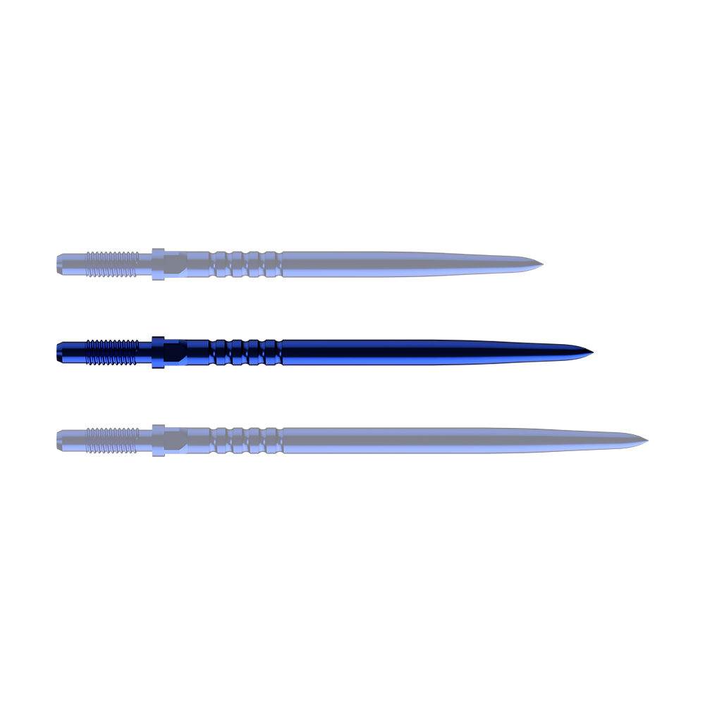 Hier sieht man das Produkt BU57714_BullsNL_Convertible_Points_RingedGrip_Blau_36mm_1. Es ist vermutlich eine blaue Dartspitze mit Ringed Grip und 36mm Länge.