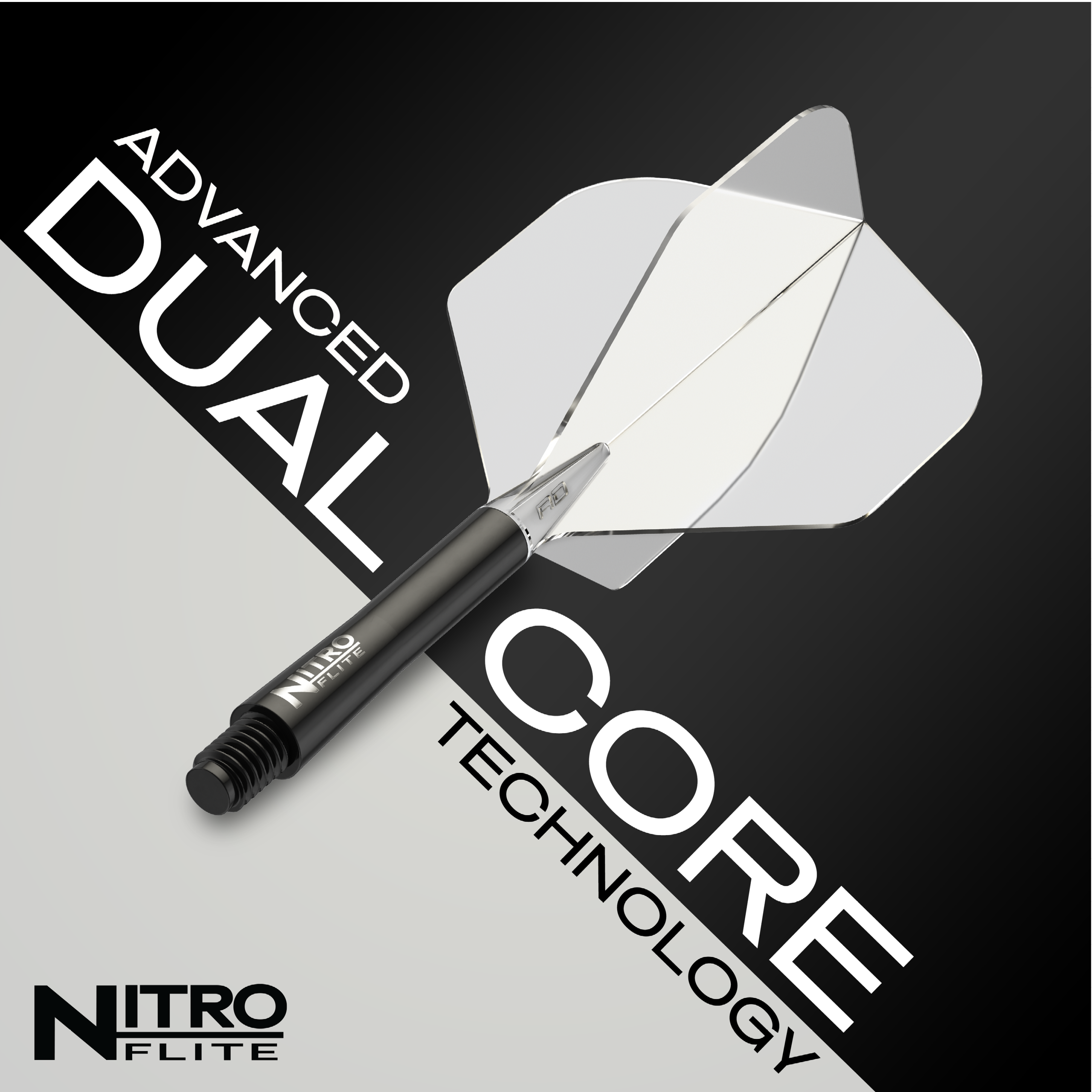 Red Dragon Nitroflite - Black Shaft Clear No2 Flights Das Bild zeigt das Produkt "Red Dragon Nitroflite - Black Shaft Clear No2 Flights". Es hebt die fortschrittliche Dual-Core-Technologie hervor.