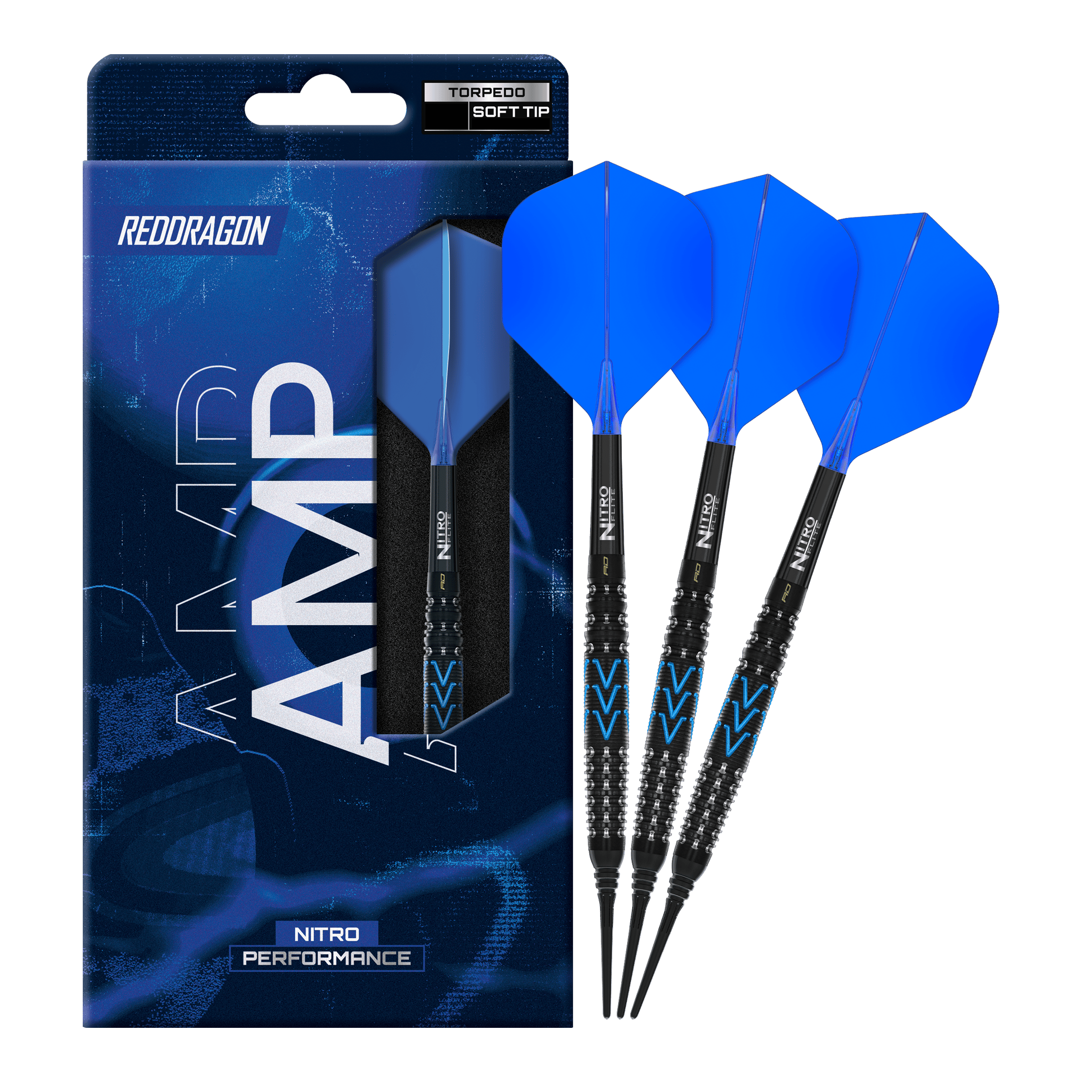 Red Dragon Amp Torpedo Softdarts- 22g Gezeigt wird ein vollständiger Satz Red Dragon Amp Torpedo Softdarts mit 22g. Das Set eignet sich für das Softdartspiel.