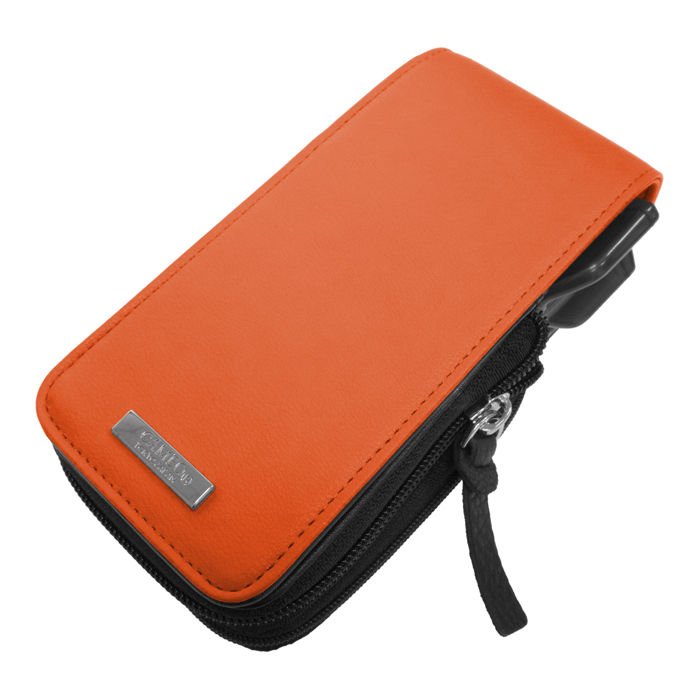 Cameo Garment 2.5 Dartcase Das Bild zeigt ein orangefarbenes Etui mit Reißverschluss. Es ist vermutlich für das Aufbewahren von Darts oder Dartzubehör gedacht.