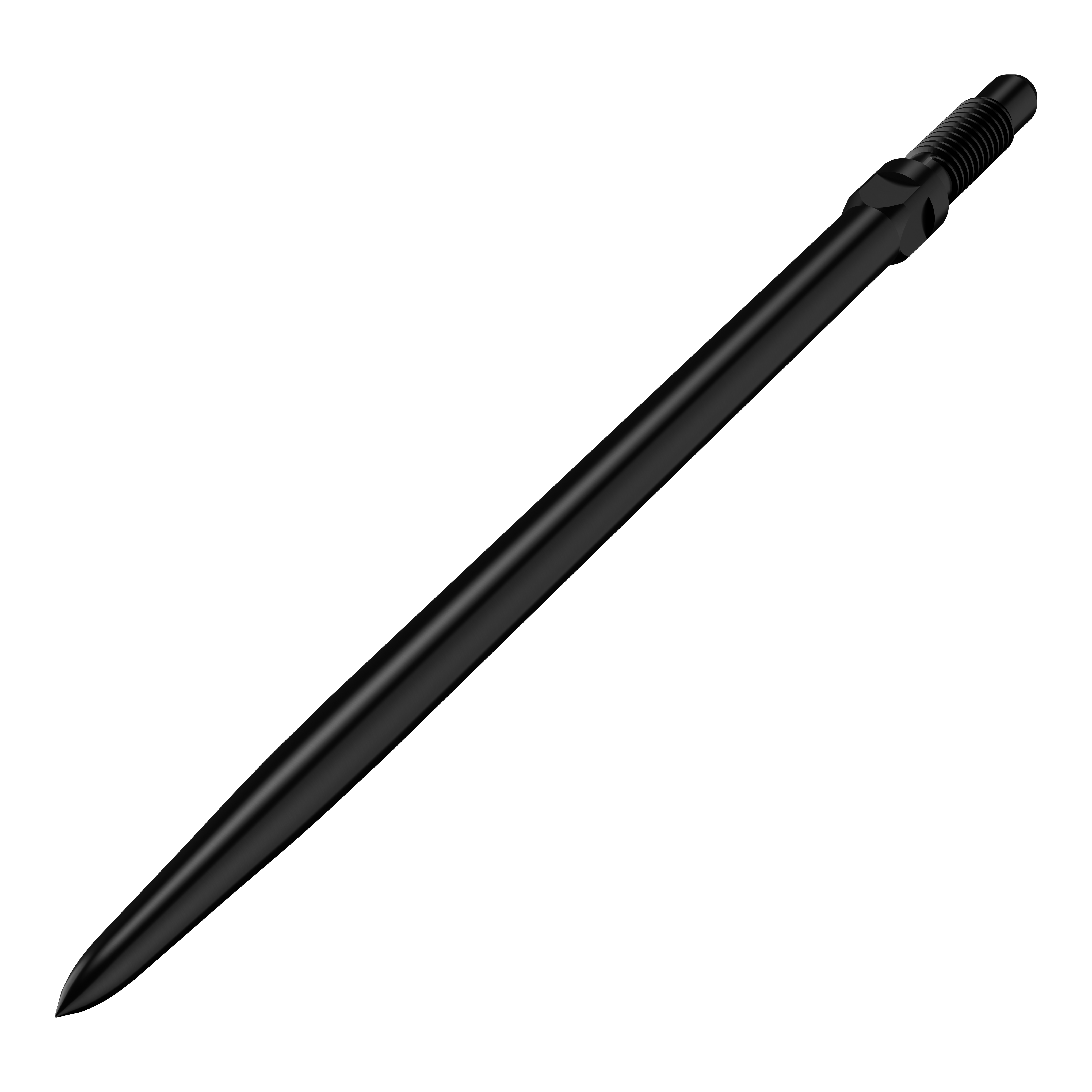 Das Bild zeigt ein schwarzes Dartspitzen-Ersatzteil mit glatter Oberfläche. Es handelt sich um das Modell mit der Bezeichnung BU57703_BullsNL_Convertible_Points_Smooth_Schwarz_44mm_2.