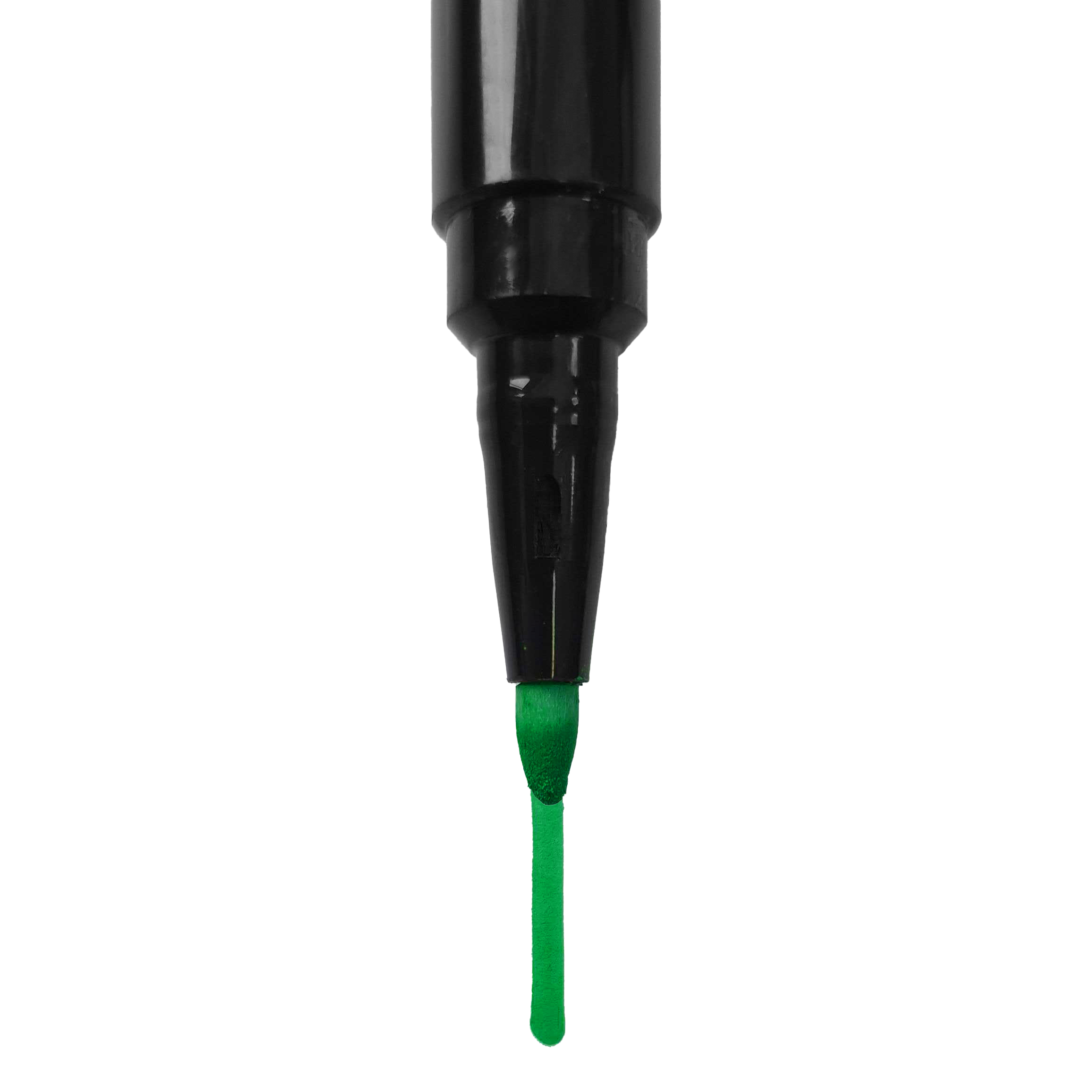 Dies ist ein schwarzer Boardmarker mit einer grünen Spitze. Die Spitze hinterlässt eine grüne Linie.