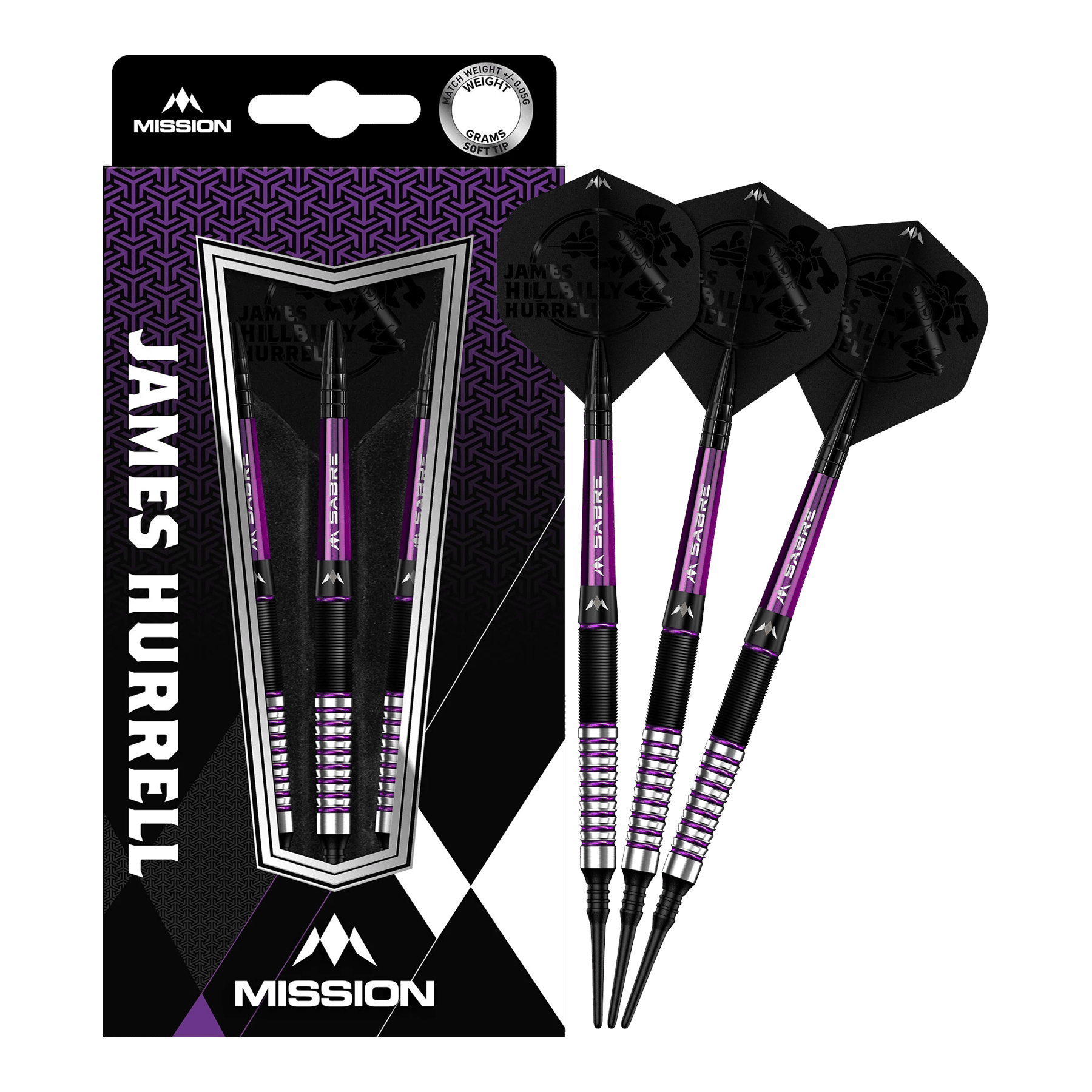 Mission James Hurrell Hillbilly Black Purple Softdarts - 18g