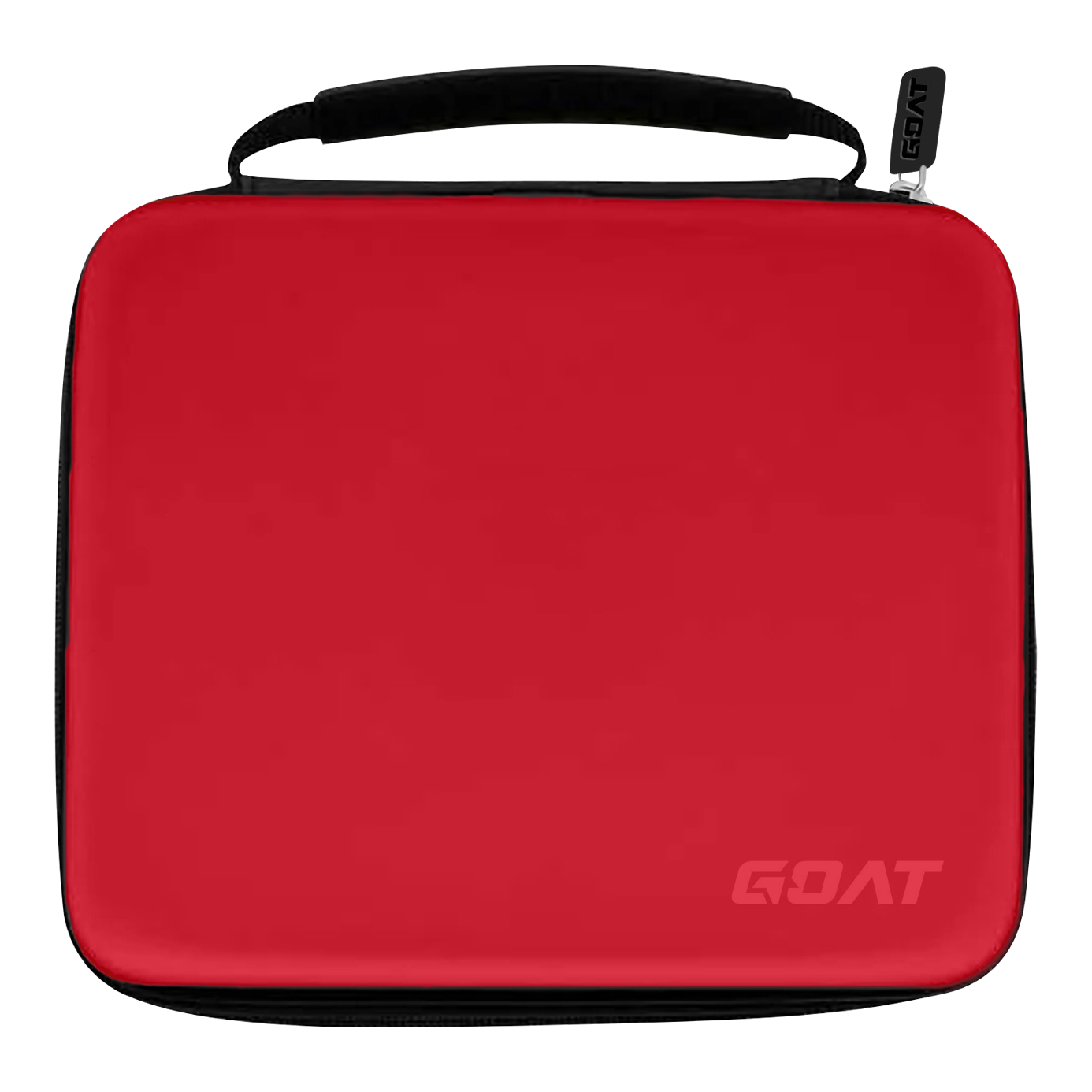GOAT Locker XXL Dartwallet Das Bild zeigt ein rotes Etui mit schwarzem Griff und Reißverschluss. In der unteren rechten Ecke steht das Wort „GOAT“.