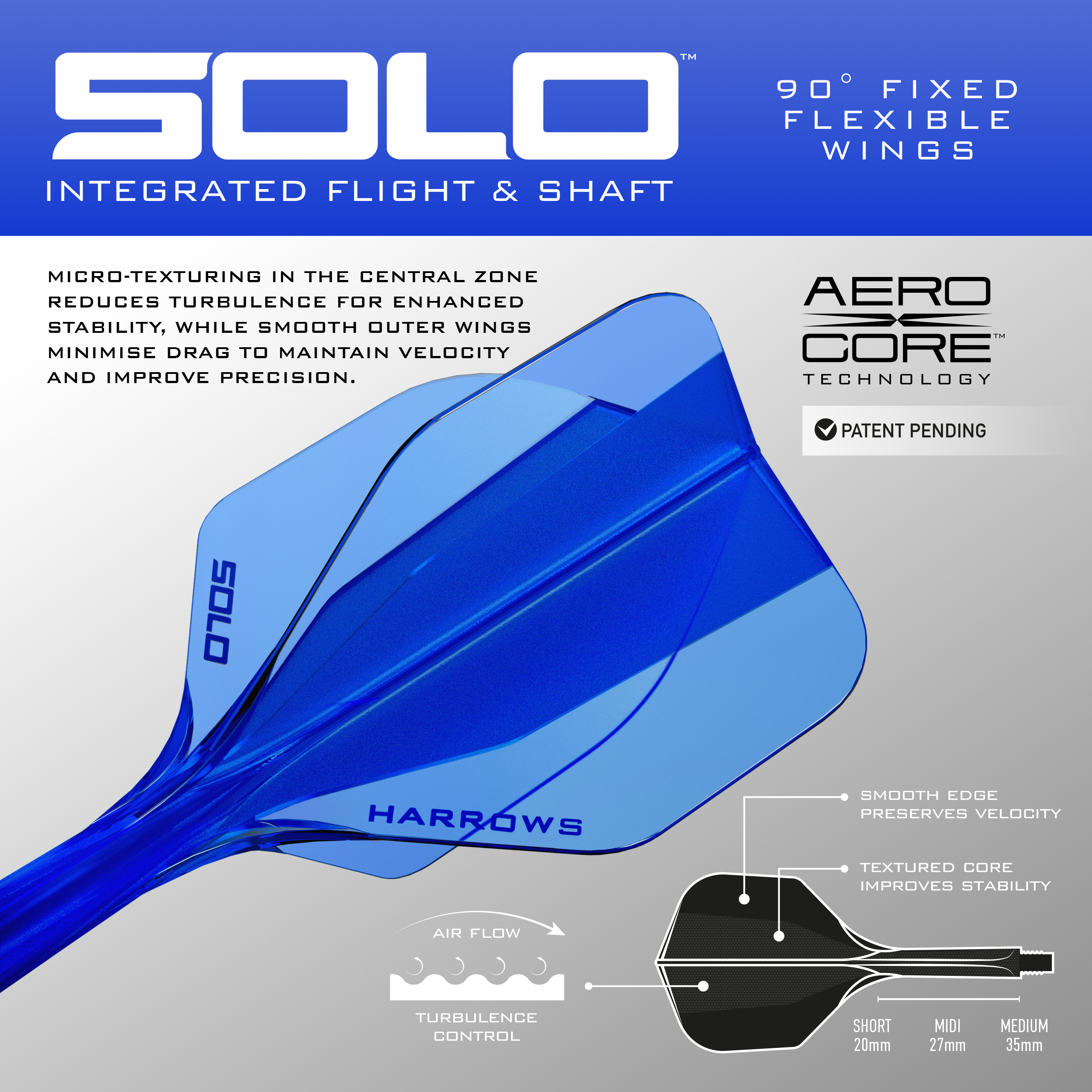 Harrows Solo No6 Flight-Shaft-System - Blau Zu sehen ist das blaue Harrows Solo No6 Flight-Shaft-System. Dieses Produkt wird für Dartpfeile verwendet.