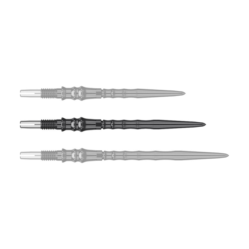 Target Japan Premium Swiss Point Steeldartspitzen - Schwarz Abgebildet sind schwarze Steeldartspitzen, SwissPoint, 35 mm von Target Japan Premium. Das Bild zeigt die Dartspitzen im Detail.