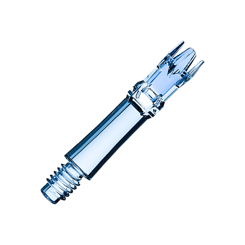 L-Style L-System Ersatzshafts - Clear Blue Zwei blaue transparente Ersatzshafts sind aufgereiht. Die Shafts liegen nebeneinander.