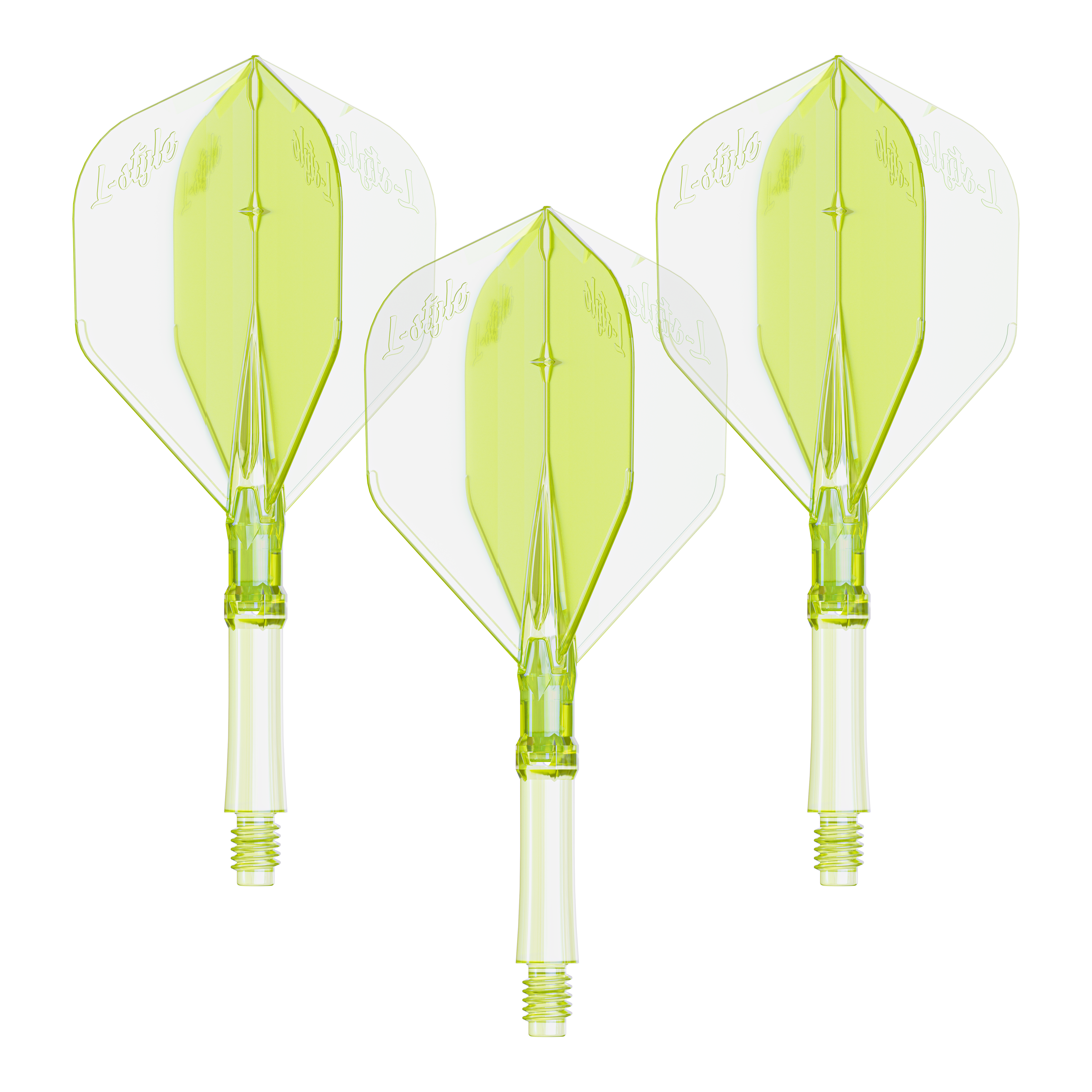 L-Style L-Sytem Flights - Neon Yellow-260 Hier ist ein Set Dart Flights in Neon-Gelb, mittlere Größe zu sehen. Die Flights sind für das L-Style L-System bestimmt.