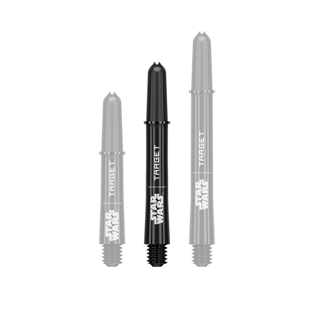 Target Star Wars ProGrip Shafts - Schwarz Das Bild zeigt einen schwarzen ProGrip Shaft in der Größe Intermediate, 41mm. Der Name der Datei lautet 380421_Target_StarWars_ProGrip_Shafts_Schwarz_Intermediate_41mm_1.