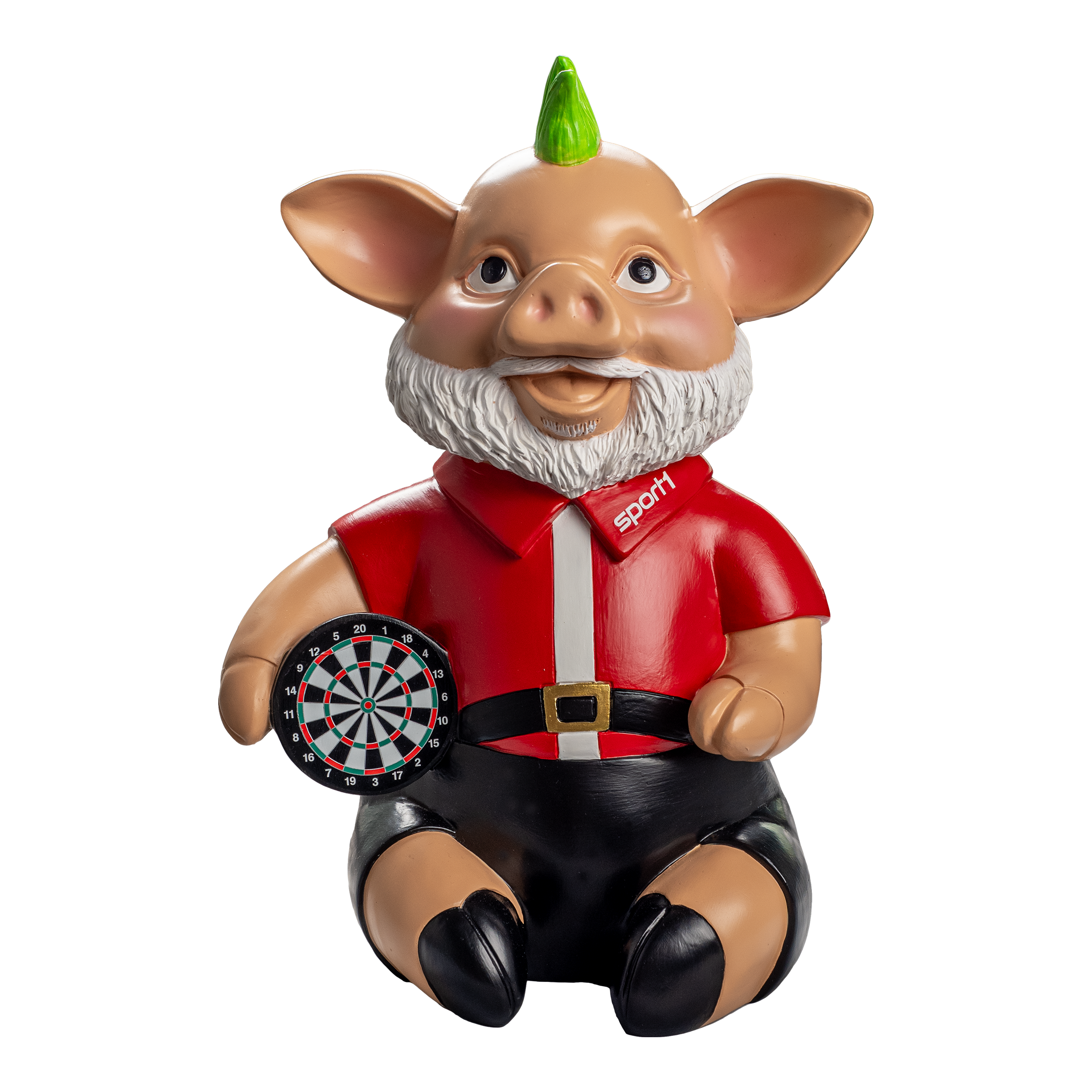 Sport1 Grinch Phrasenschwein Eine Abbildung des Sport1 Grinch Phrasenschwein aus seitlicher Perspektive. Das Produkt wirkt stabil.