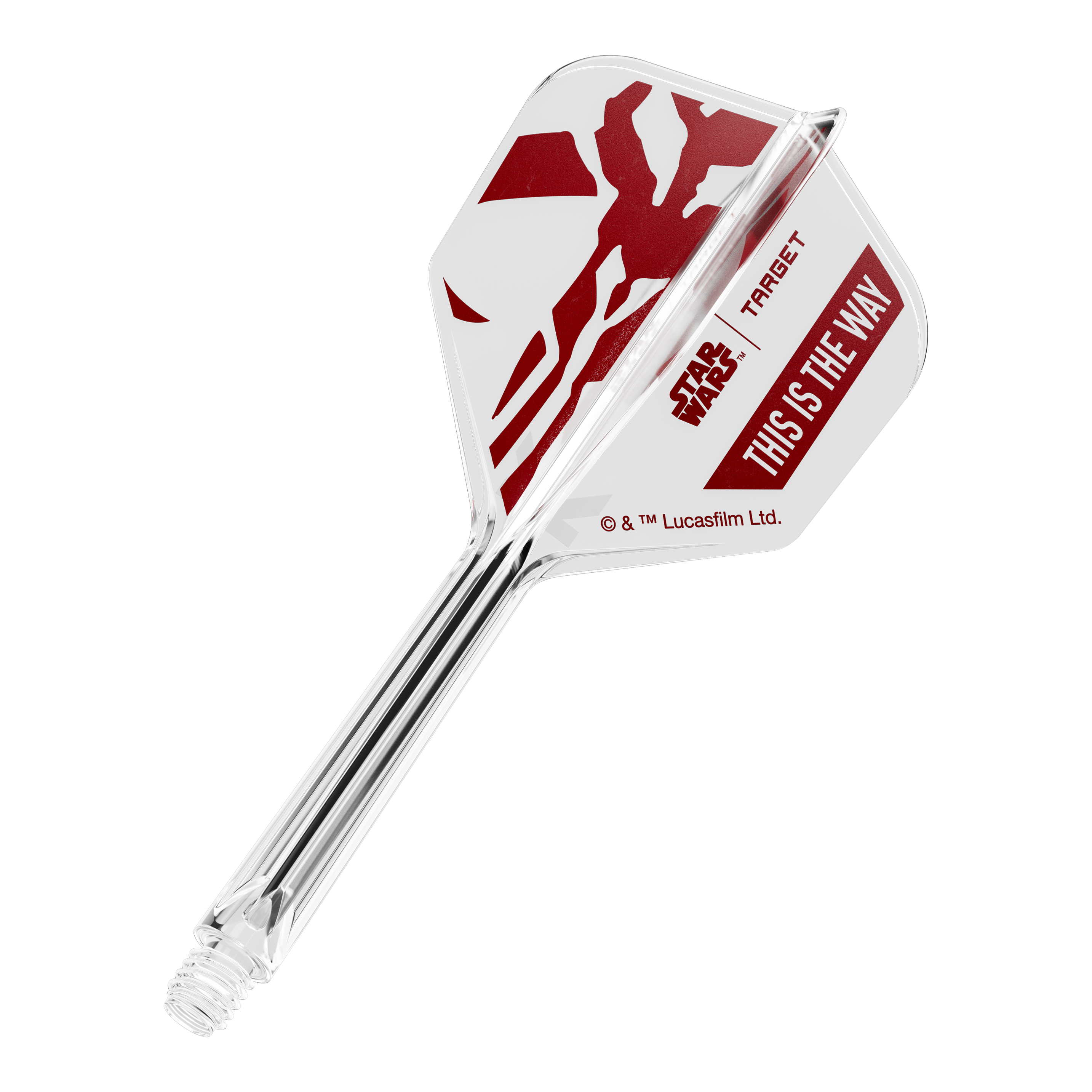 Zu sehen ist '410625_Target_StarWars_K-Flex_ThisIsTheWay_No6_Flights_33mm_1b'. Es handelt sich wohl um Dart-Flights mit dem Schriftzug 'This Is The Way'.