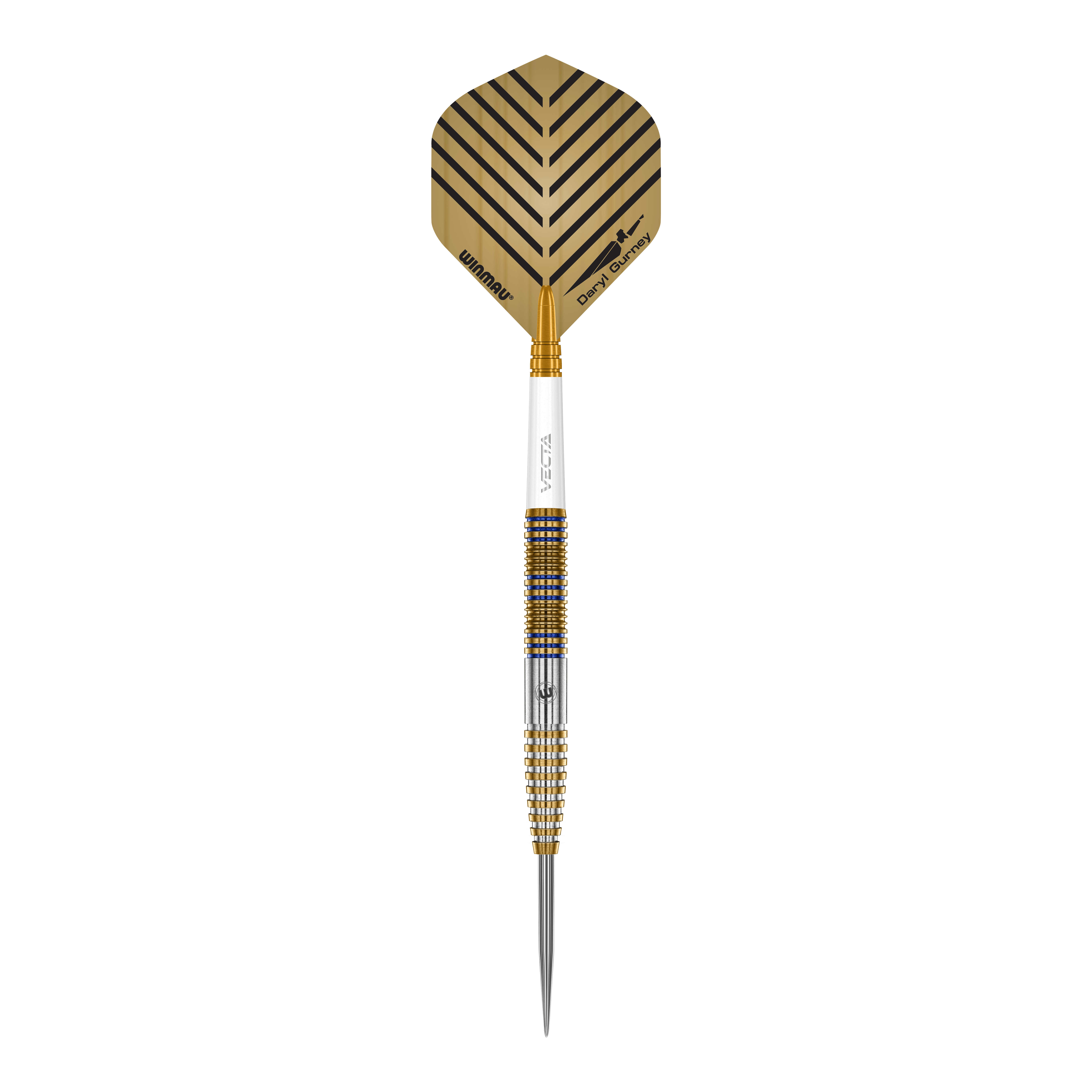 Winmau Daryl Gurney Signature Edition Steeldarts - 23g Zu sehen sind die Winmau Daryl Gurney Signature Edition Steeldarts mit einem Gewicht von 23g. Das Produkt wird aus nächster Nähe gezeigt.