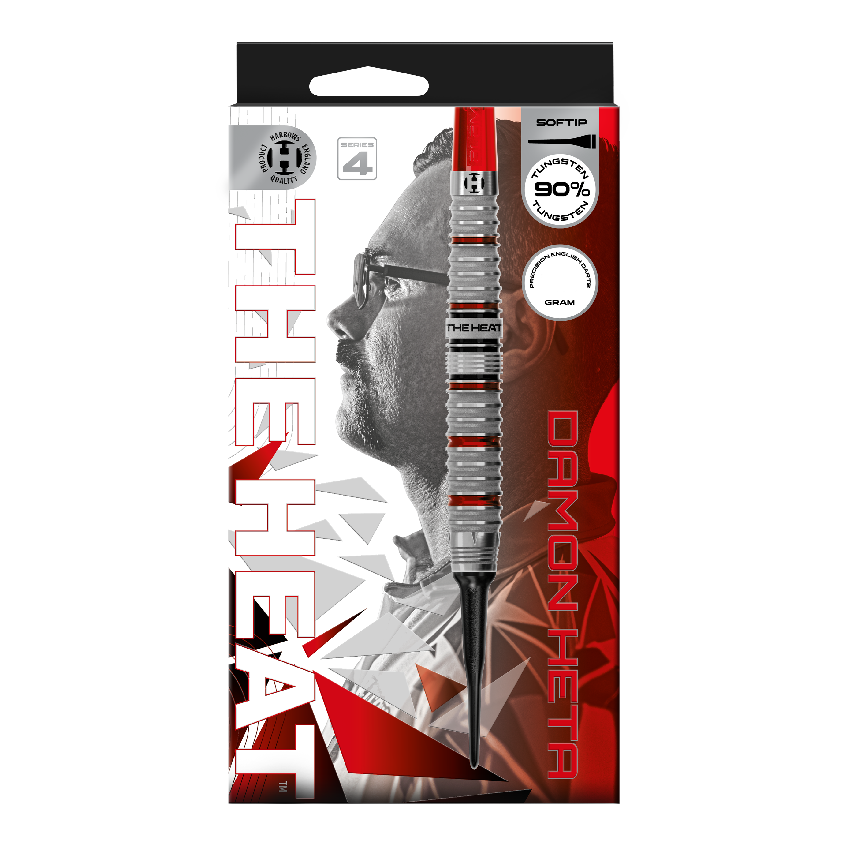 Harrows Damon Heta Series 4 Softdarts Das Bild zeigt die Harrows Damon Heta Series 4 Softdarts. Die Softdarts sind speziell für den Dartsport entwickelt.