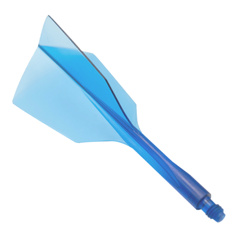 Condor Axe 120 Flight-System Clear Blue - Narrow Das Bild zeigt ein Dart-Flight-System in klarem Blau mit schmalem Design. Es handelt sich um das Produkt "Condor Axe 120 Flight-System Clear Blue - Narrow".