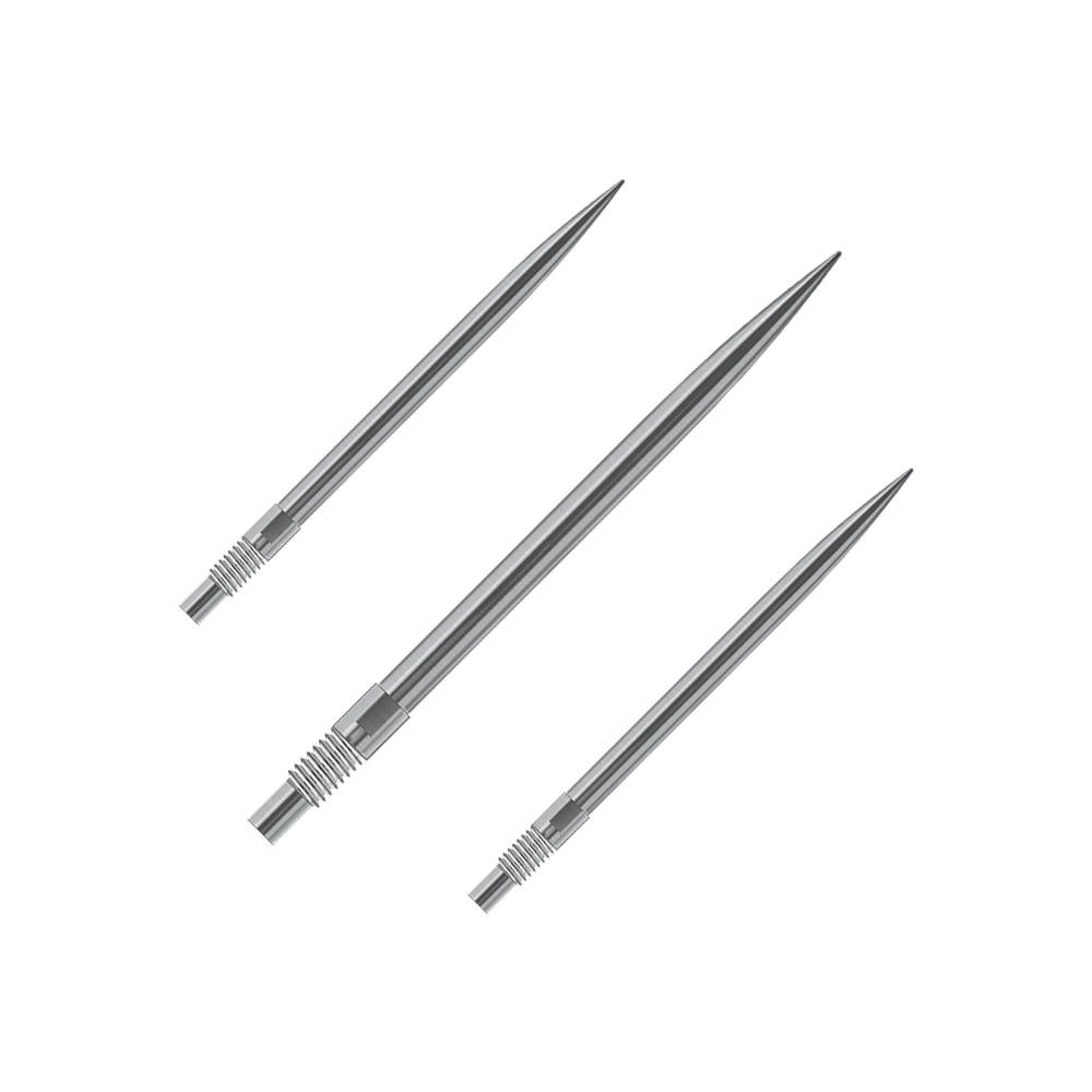 Harrows Quick Point Dartspitzen - Silber Dargestellt ist wahrscheinlich ein Set silberner Dartspitzen von Harrows, 35mm lang. Die Datei trägt den Namen 'QP23943_Harrows_QuickPoint_Dartspitzen_Silber_35mm_1Set'.