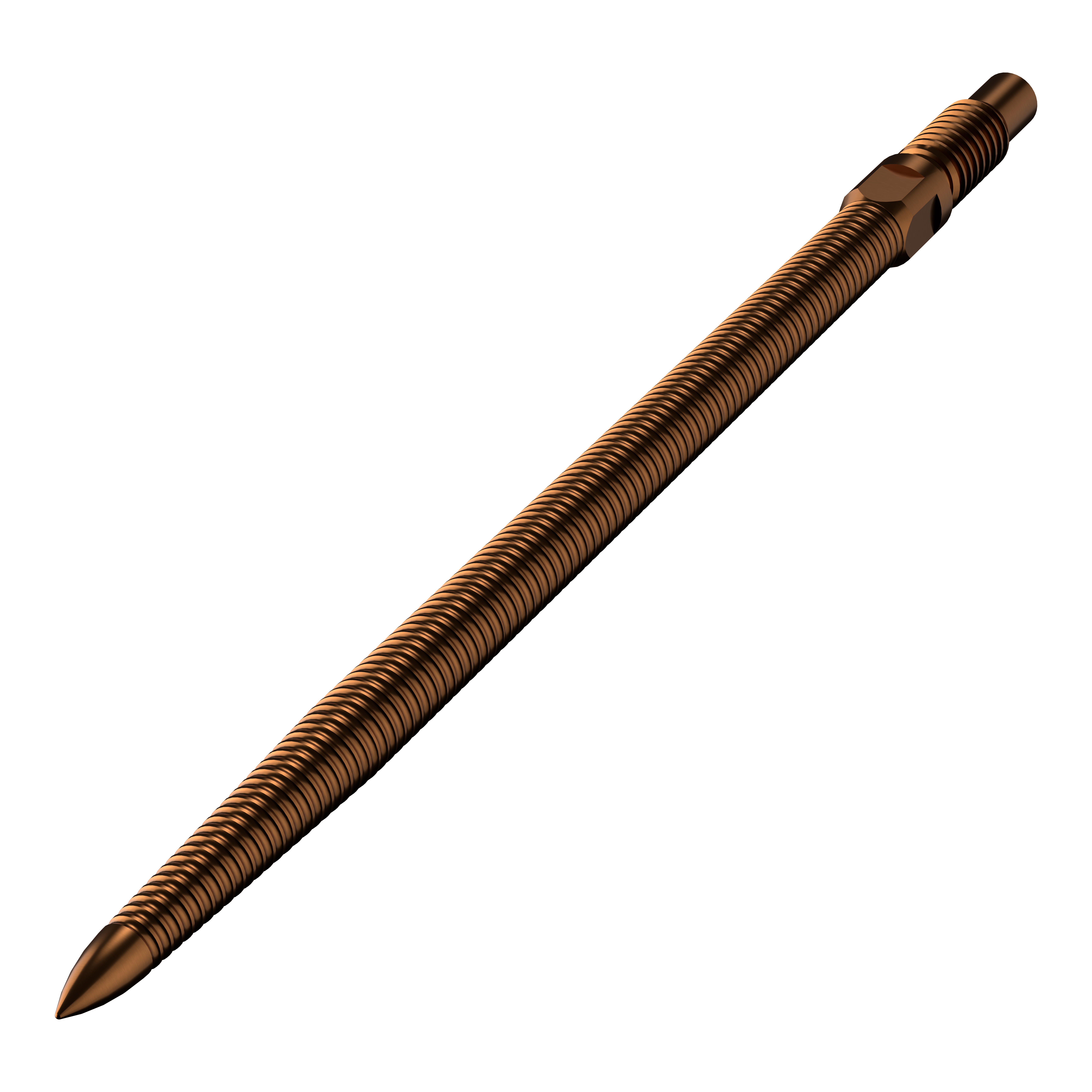 Hier ist ein MicroGrip Bronze Convertible Point mit 40mm Länge zu sehen. Es handelt sich um ein einzelnes Dart-Ersatzteil.