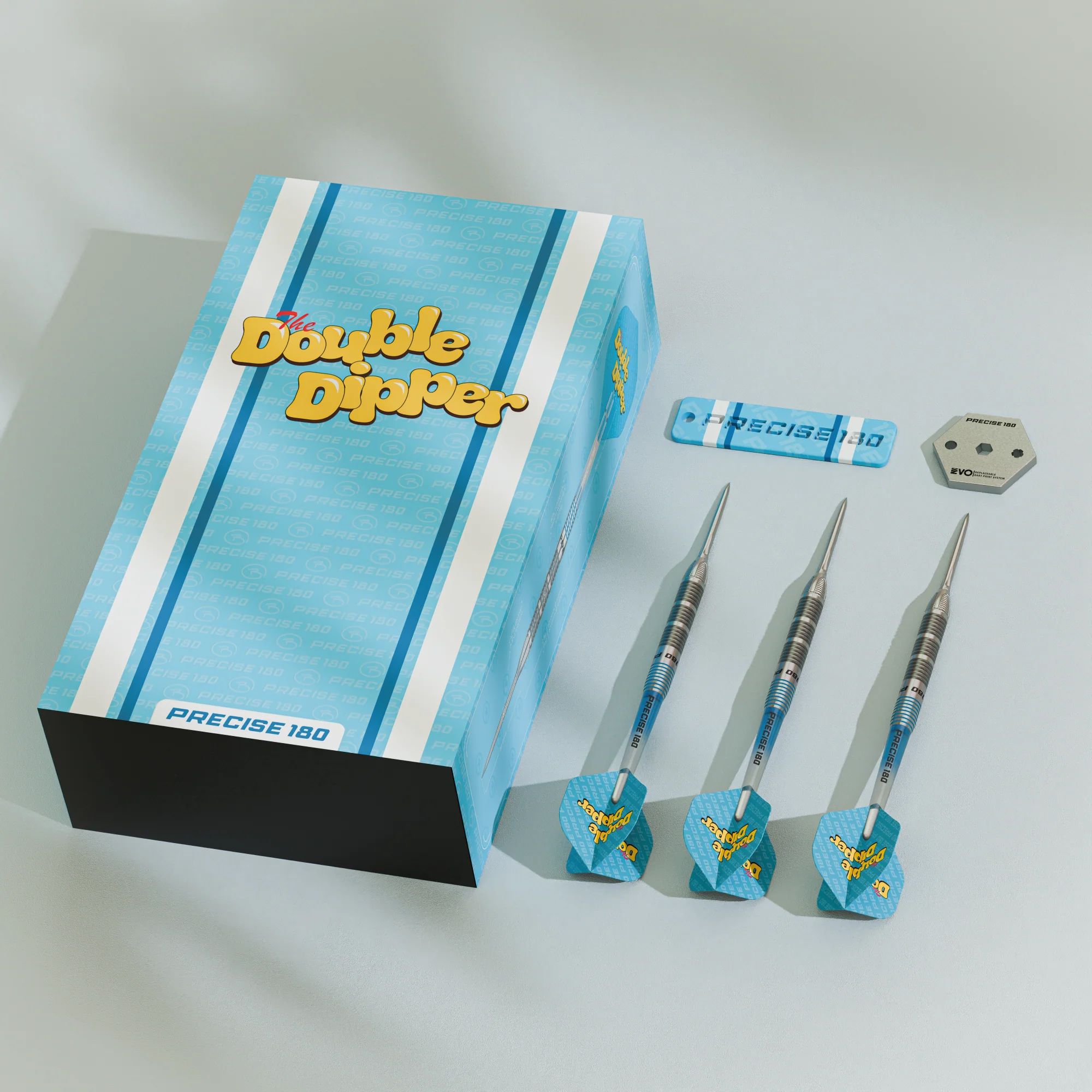 Precise 180 Bela Schugmann Double Dipper V1 Steeldarts Das Bild zeigt die Precise 180 Bela Schugmann Double Dipper V1 Steeldarts. Diese Dartpfeile sind optimal für fortgeschrittene Dartspieler.