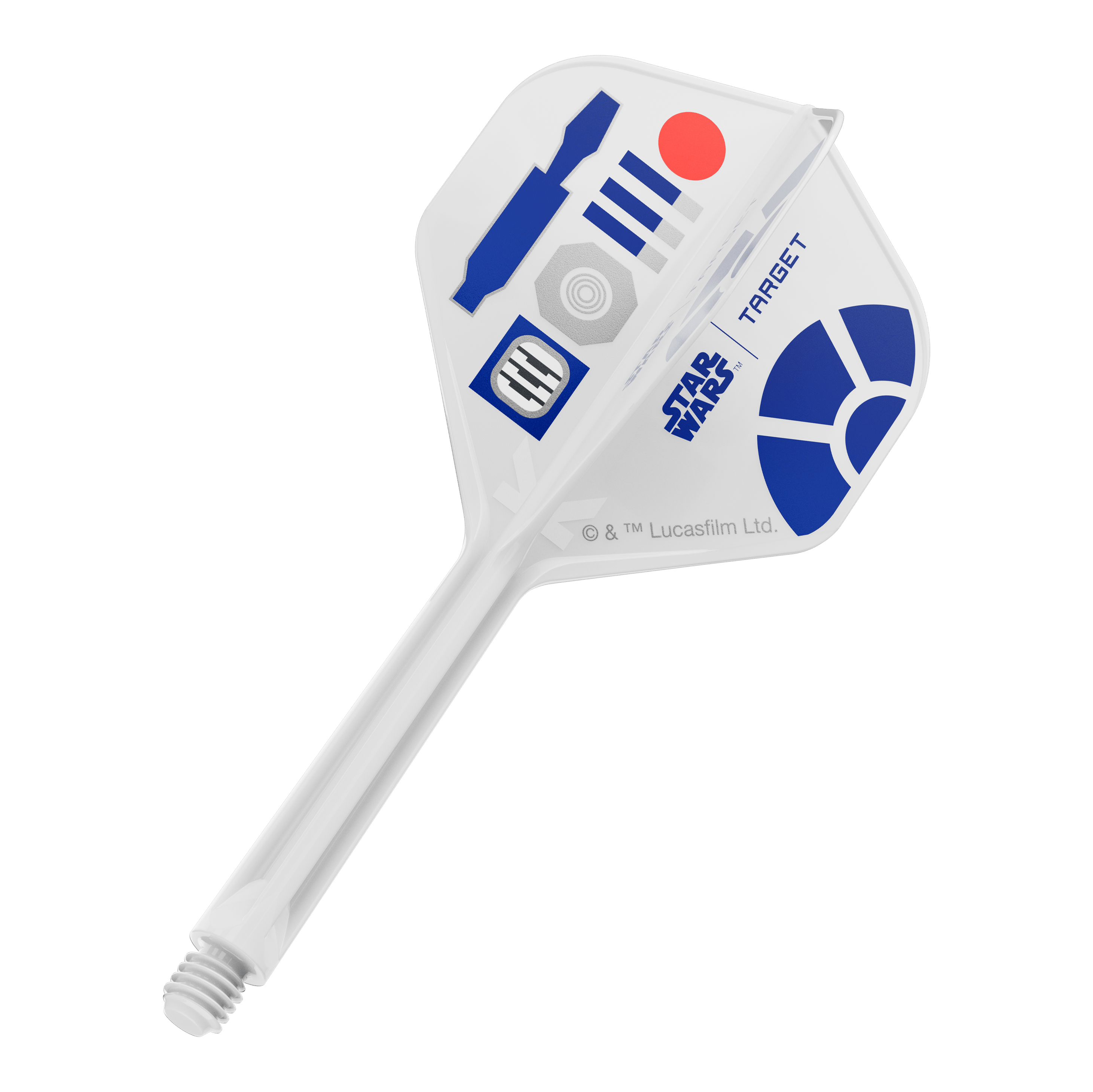 Target Star Wars K-Flex R2D2 No2 Standard Flights Ein einzelnes Dart-Flight, Star Wars KFlex R2D2 Medium 33mm. Das Produkt ist auf dem Bild als solches erkennbar, nähere Details liefert der Dateiname.