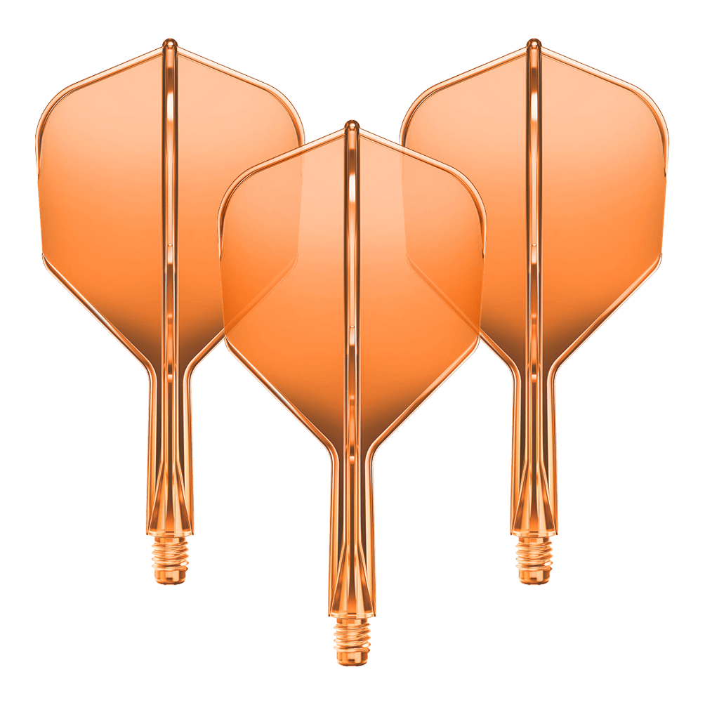 GOAT A1R No6 Flight-Shaft-System - Neon Orange Gezeigt wird ein Flight-Shaft-System für Darts in Neonorange mit einer Länge von 19mm. Das Set gehört vermutlich zur GOAT A1R No6 Serie.