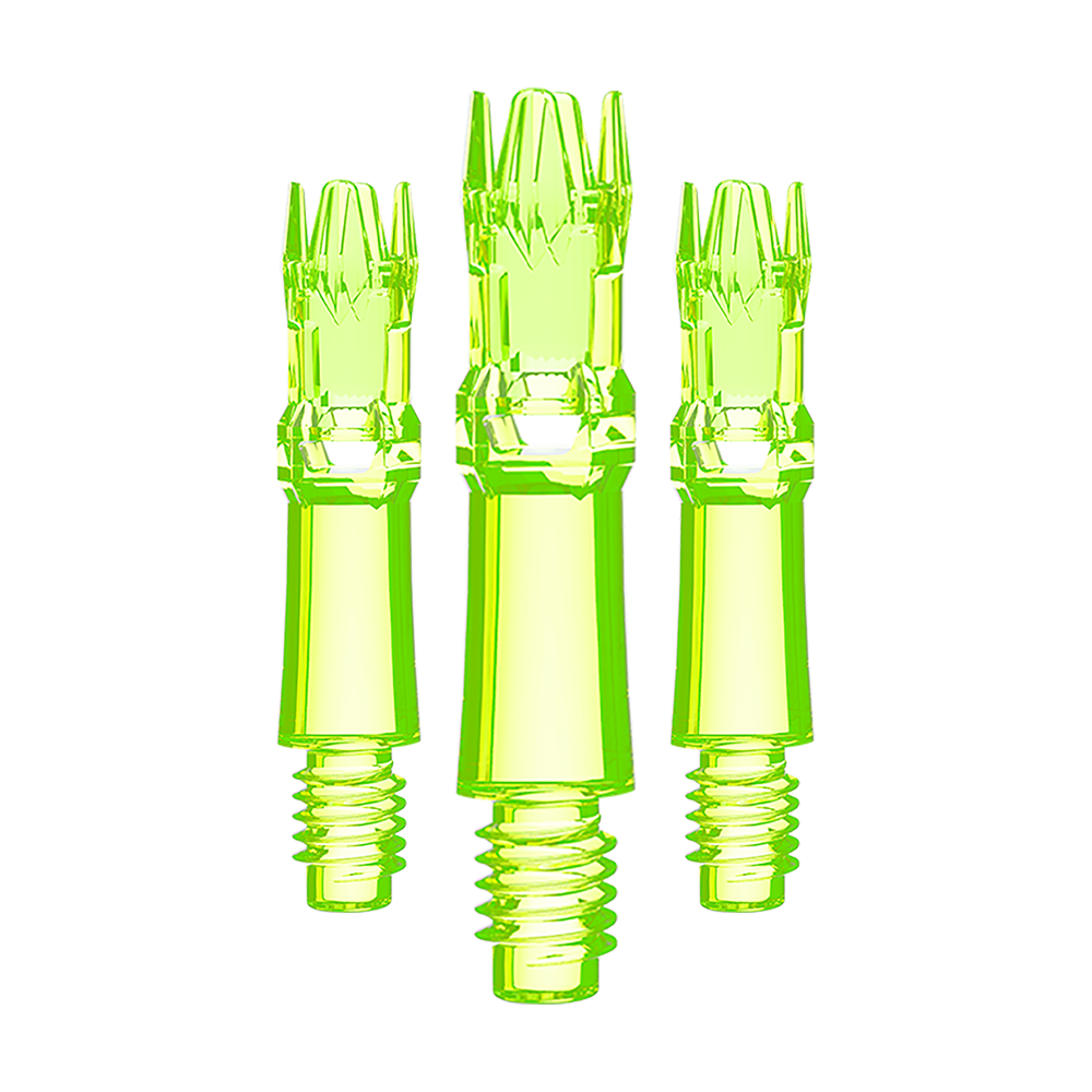 L-Style L-System Ersatzshafts - Neongelb Ein Set aus gelben leuchtenden Ersatzshafts ist zu sehen. Mehrere Shafts werden eng zusammen präsentiert.