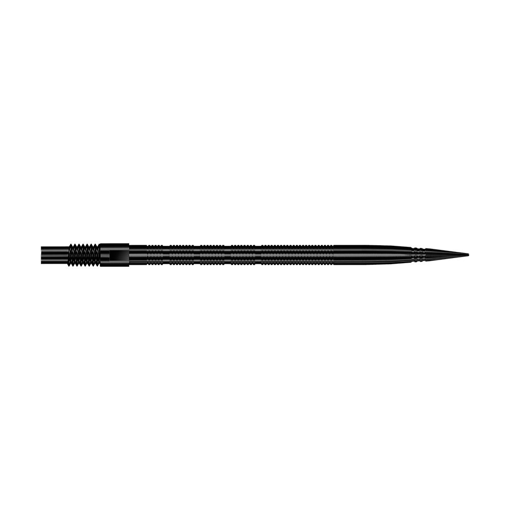 Harrows Quick Point Micro Ridge Dartspitzen - Schwarz Das Bild zeigt schwarze MicroRidge Dartspitzen mit einer Länge von 40 mm. Die Dartspitzen sind vermutlich von Harrows, Modell Quick Point.