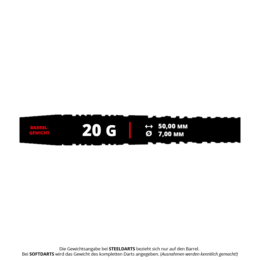 Abgebildet sind die Caliburn Awakening Ivan Softdarts mit einem Gewicht von 20g. Diese Softdarts sind für präzises Dartspiel entwickelt.