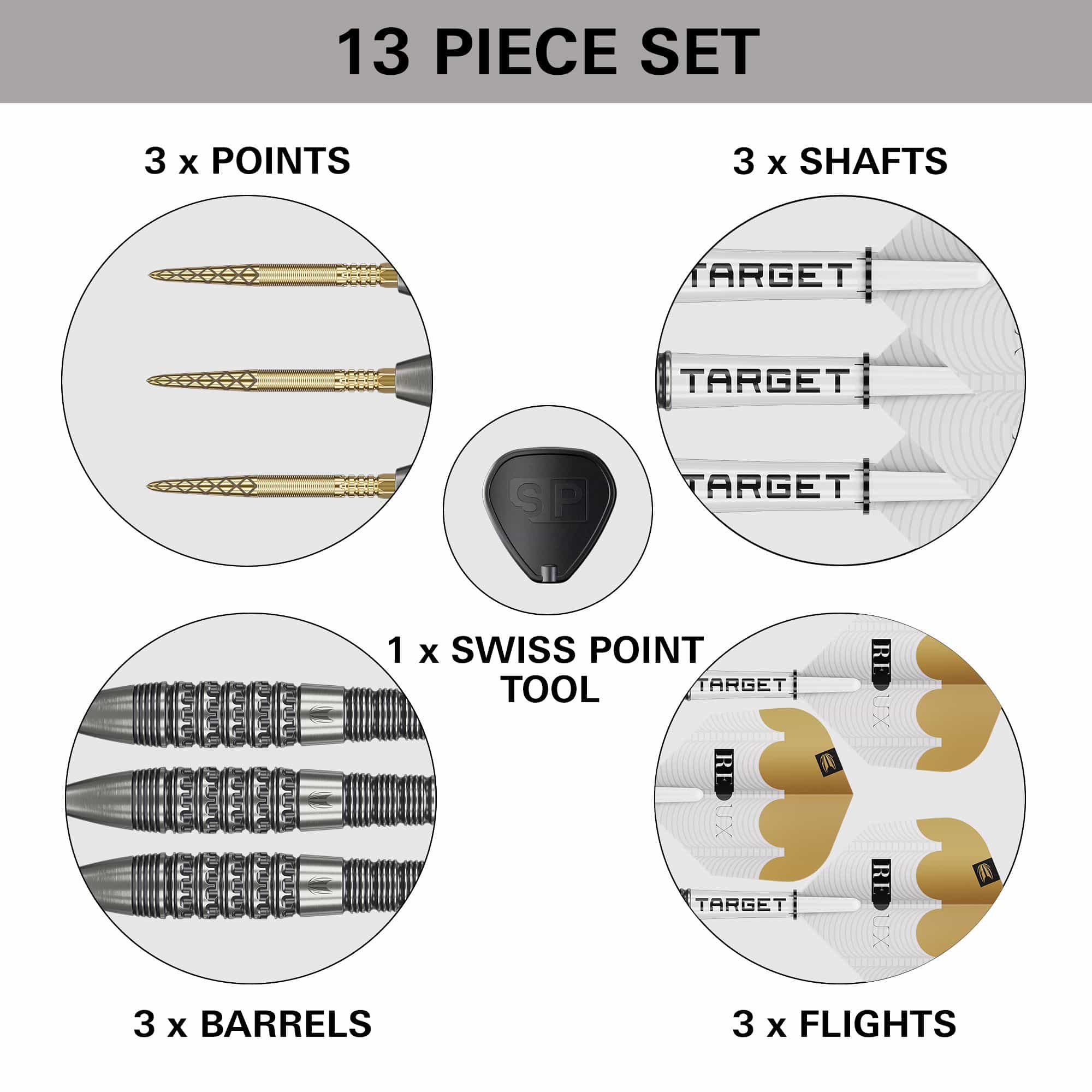 Target Redux 02 Swiss Point Steeldarts Zu sehen sind die Target Redux 02 Swiss Point Steeldarts. Diese Darts sind ideal für ambitionierte Dartspieler.