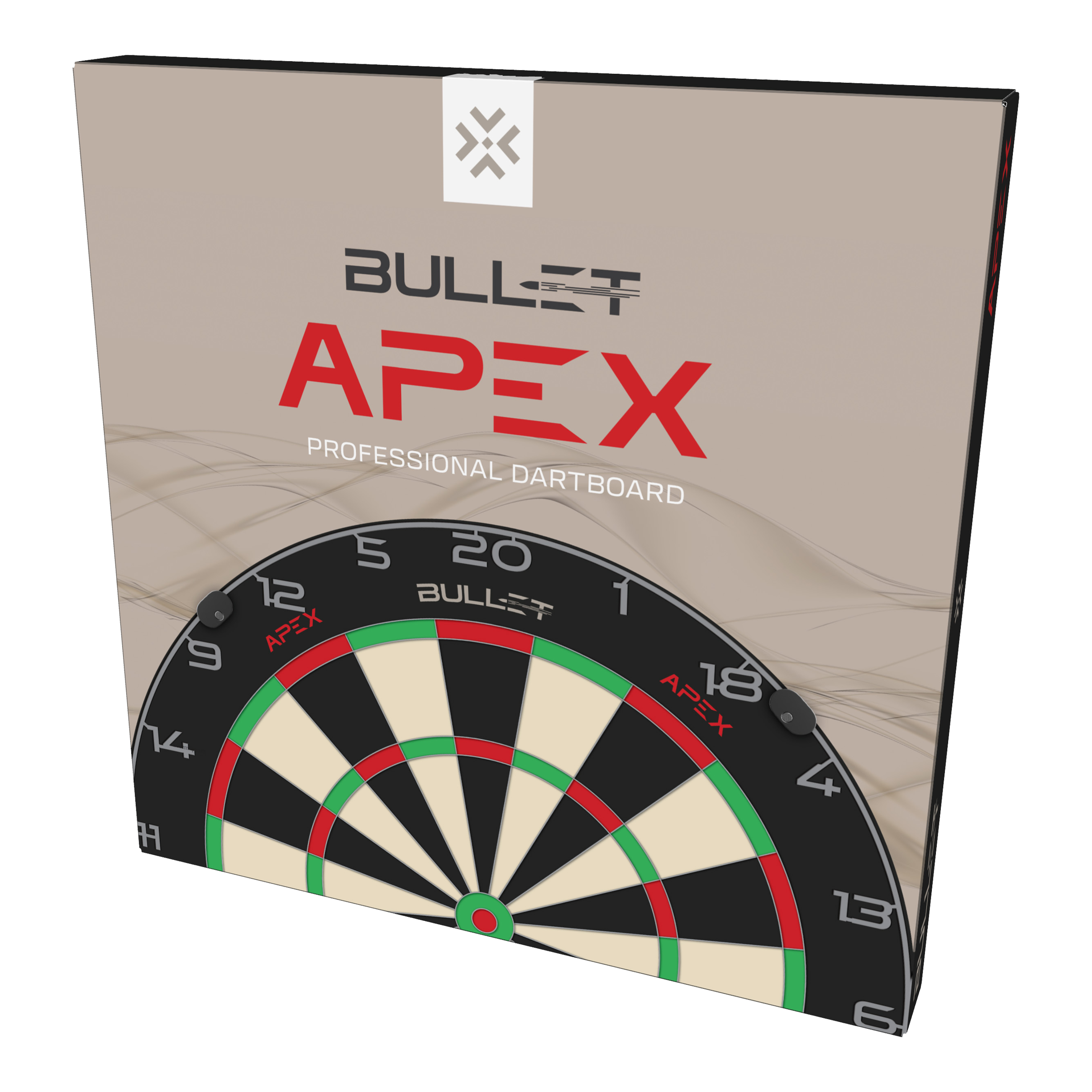 Bullet Apex Steeldartboard Abgebildet ist das Bullet Apex Steeldartboard. Das Produkt wird aus einer anderen Perspektive gezeigt.