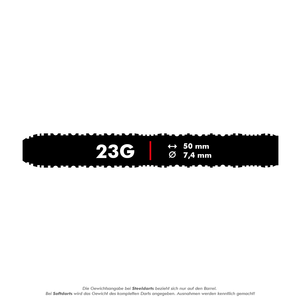Shot ZEN Straight Turbo Point Steeldarts - 23g Abgebildet sind die Shot ZEN Straight Turbo Point Steeldarts mit einem Gewicht von 23g. Diese Darts sind für präzises Spielen konzipiert.