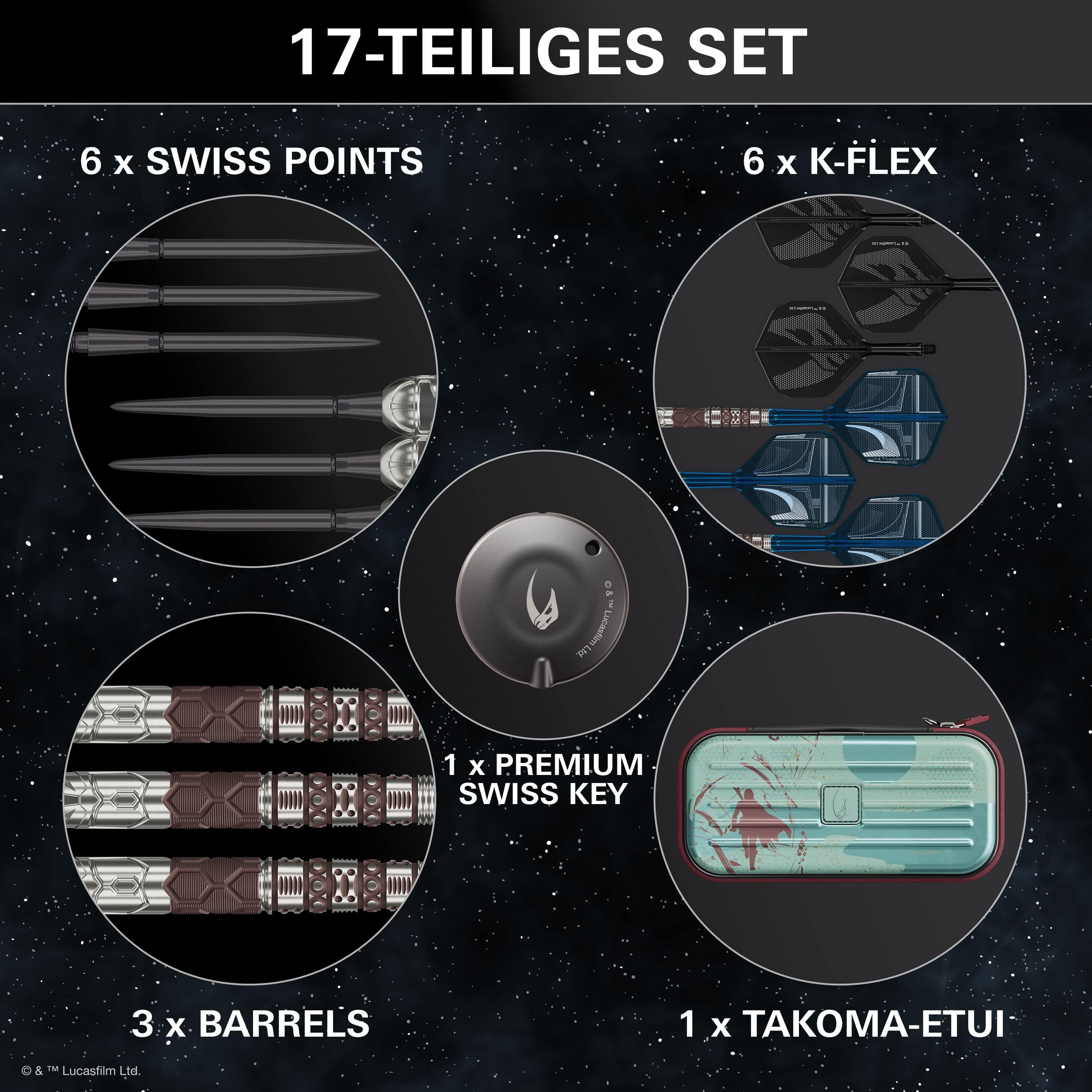 Target Star Wars Mandalorian 95 Swiss Point Steeldarts Abgebildet sind die Target Star Wars Mandalorian 95 Swiss Point Steeldarts. Sie sind speziell für Fans von Star Wars und Mandalorian entwickelt.