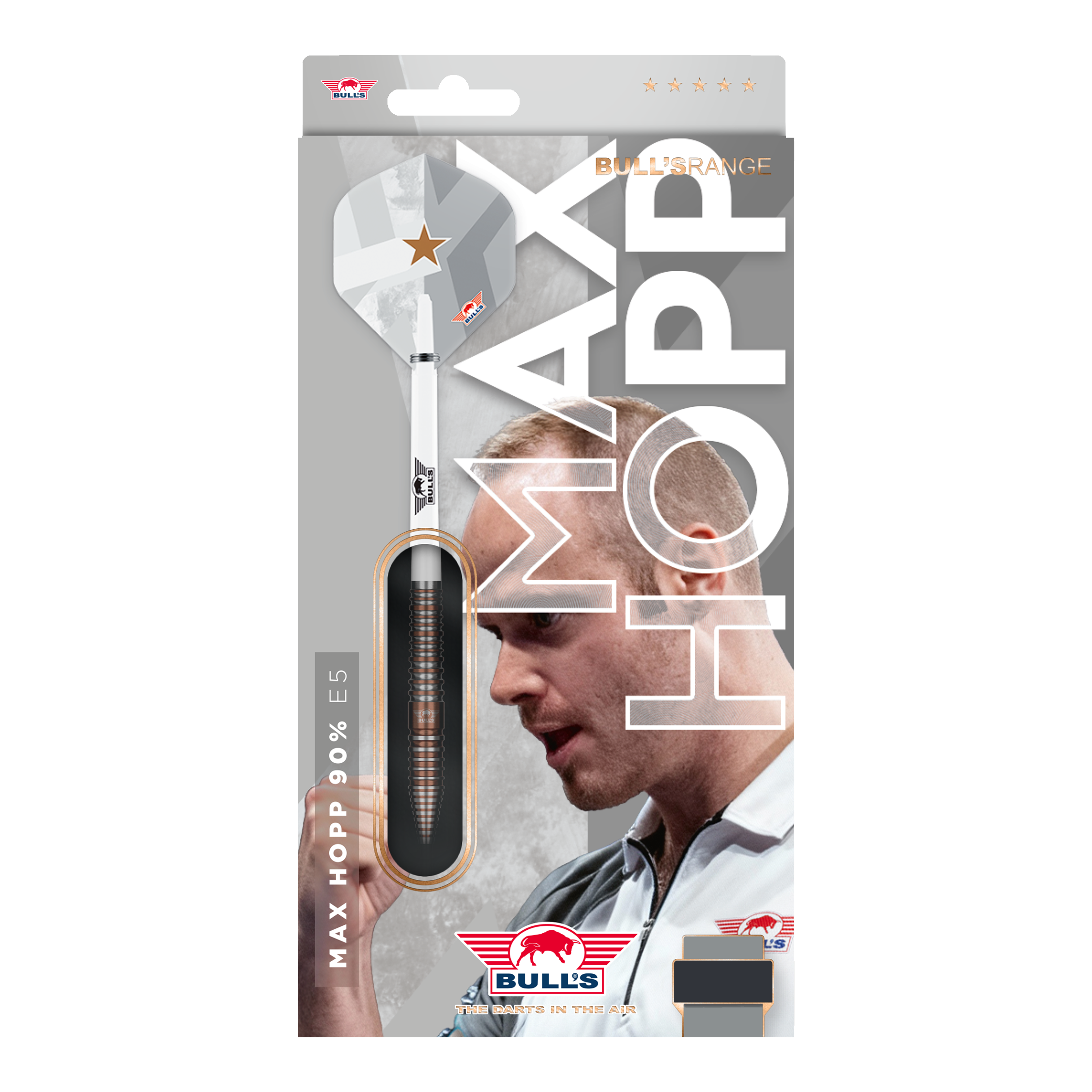 Bulls NL Max Hopp E5 Steeldarts Zu sehen sind die Bulls NL Max Hopp E5 Steeldarts. Diese Steeldarts sind für Präzision und Kontrolle beim Werfen ausgelegt.
