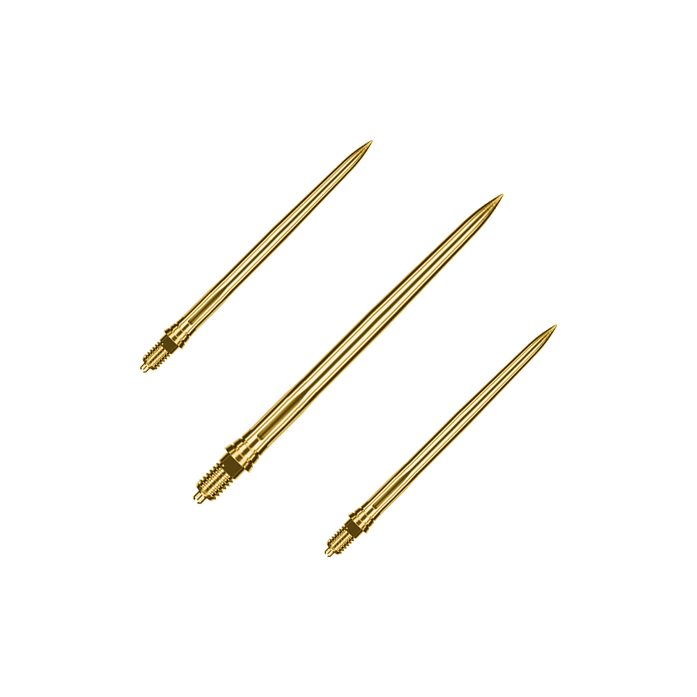 Gezeigt werden glatte, goldene Dartspitzen, 36 mm lang, als Set. Ein Produktname ist nicht hinterlegt.
