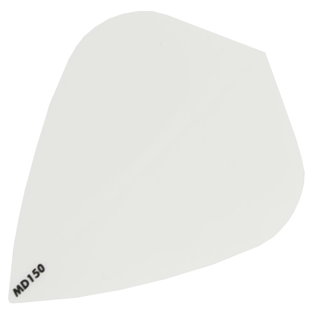 Das Bild zeigt das Produkt „McDart MD150 - Kite Flight“. Es handelt sich um ein weißes Dartflight mit der Aufschrift „MD150“ in einer Ecke.