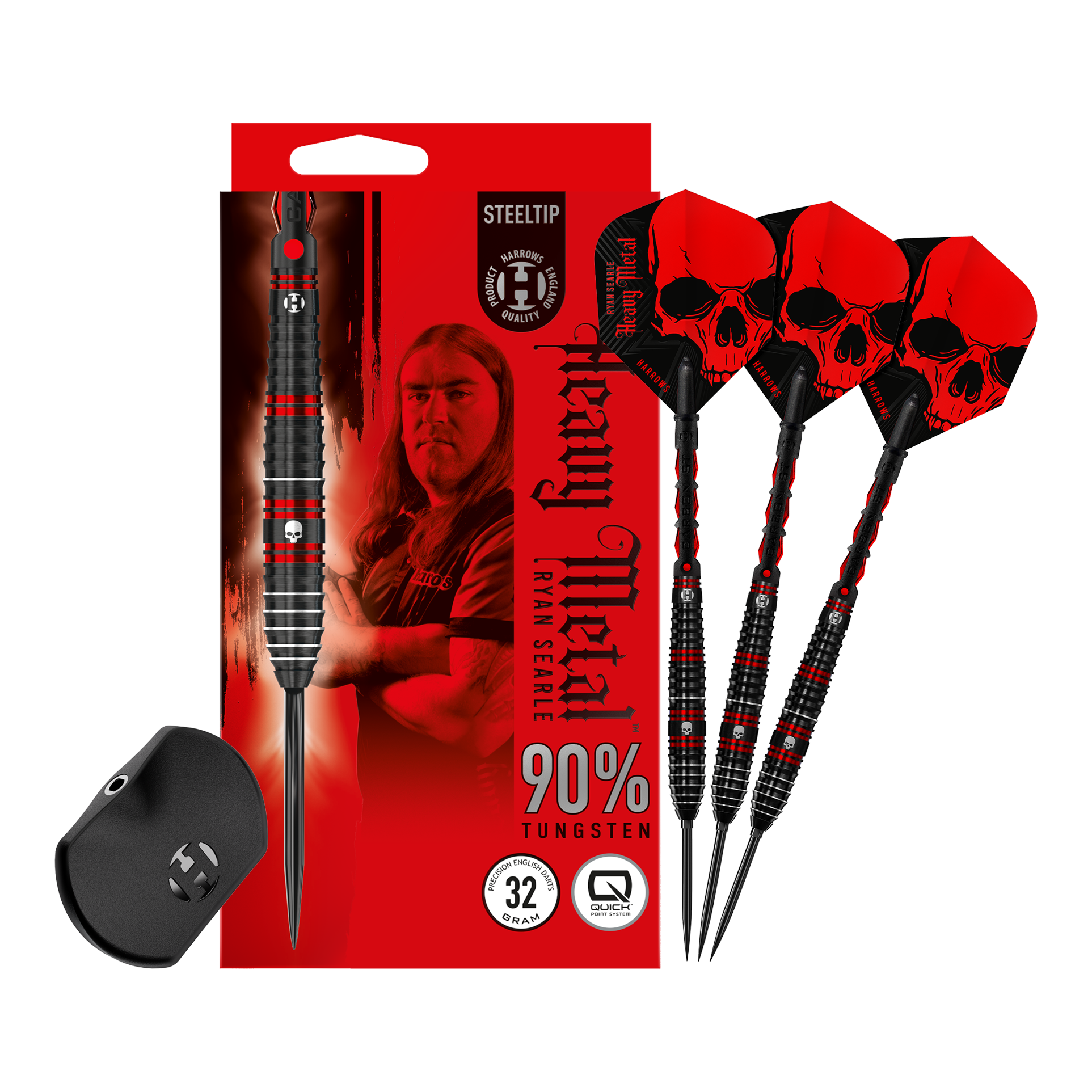 Harrows Ryan Searle 90% Steeldarts Quick Point 22g Abgebildet ist ein Harrows Ryan Searle 90% Steeldarts Quick Point Steeldart. Es handelt sich um einen hochwertigen Steeldart.