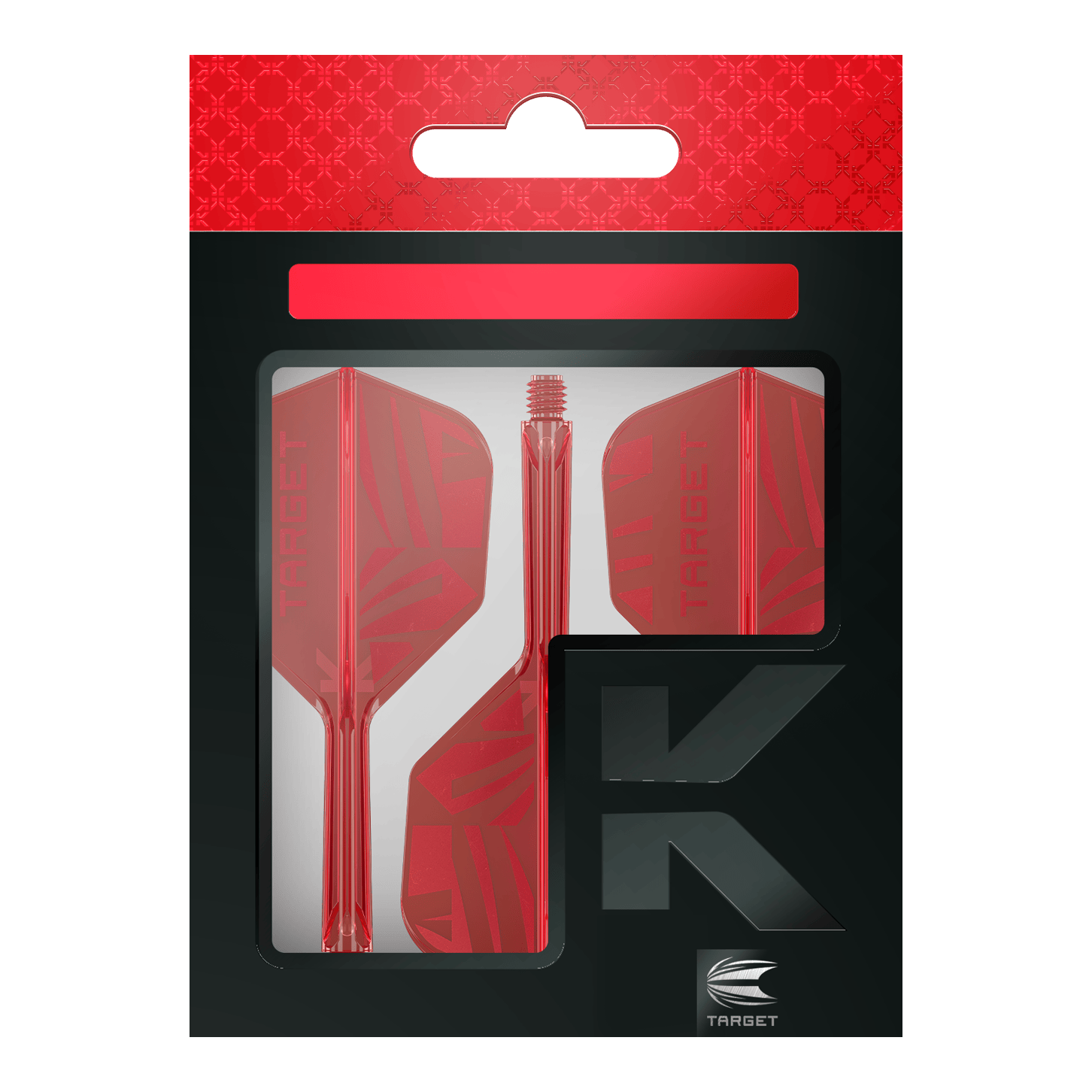 Hier sind die Target K-Flex Red No6 Flights abgebildet. Die Flights sind rot und speziell für Dartpfeile entworfen.