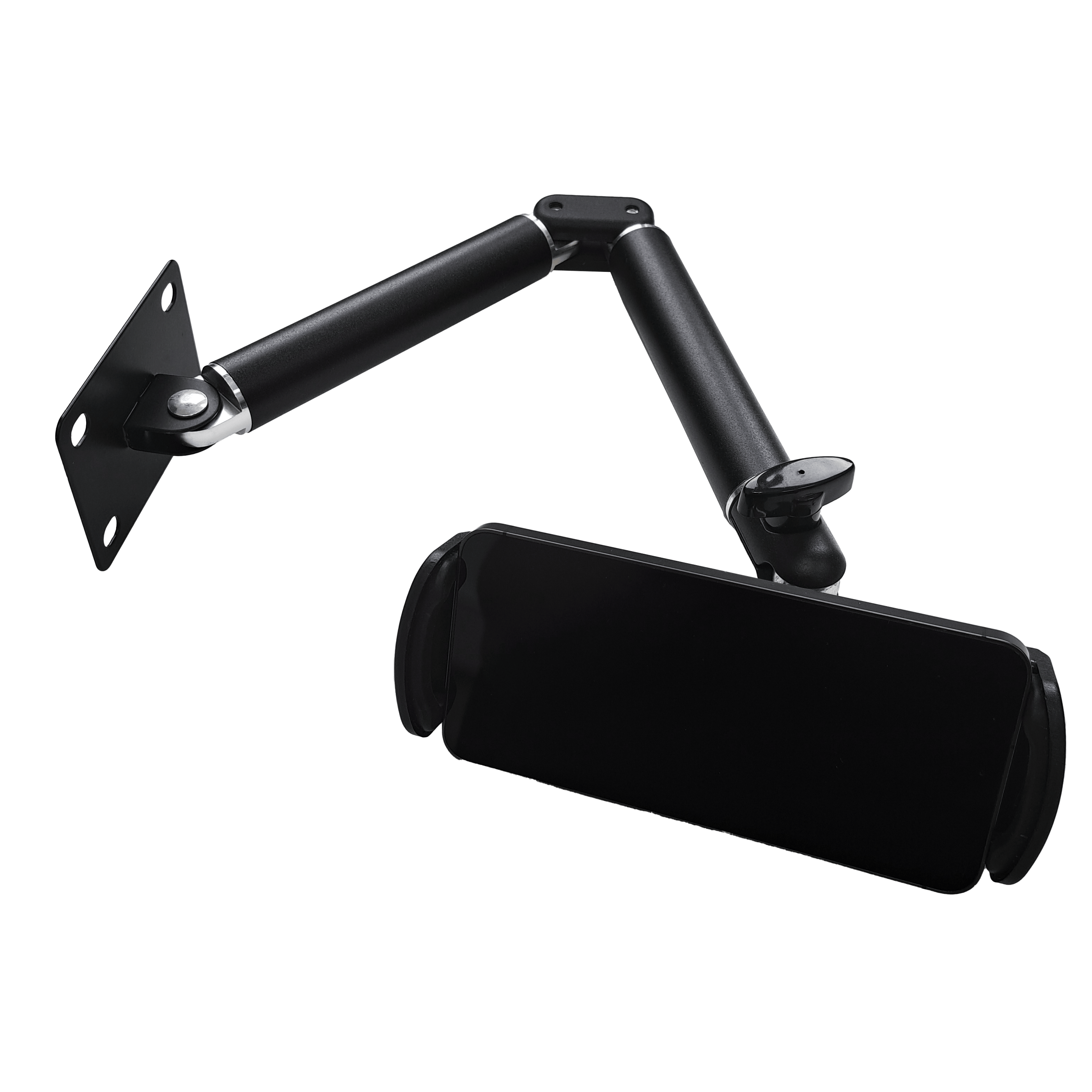 McDart TABFlex Tablet Wandhalterung mit flexiblem Arm Das Bild zeigt die McDart TABFlex Tablet Wandhalterung mit flexiblem Arm. Sie besteht aus schwarzem Metall und hat einen verstellbaren Arm zur Befestigung eines Tablets an der Wand.