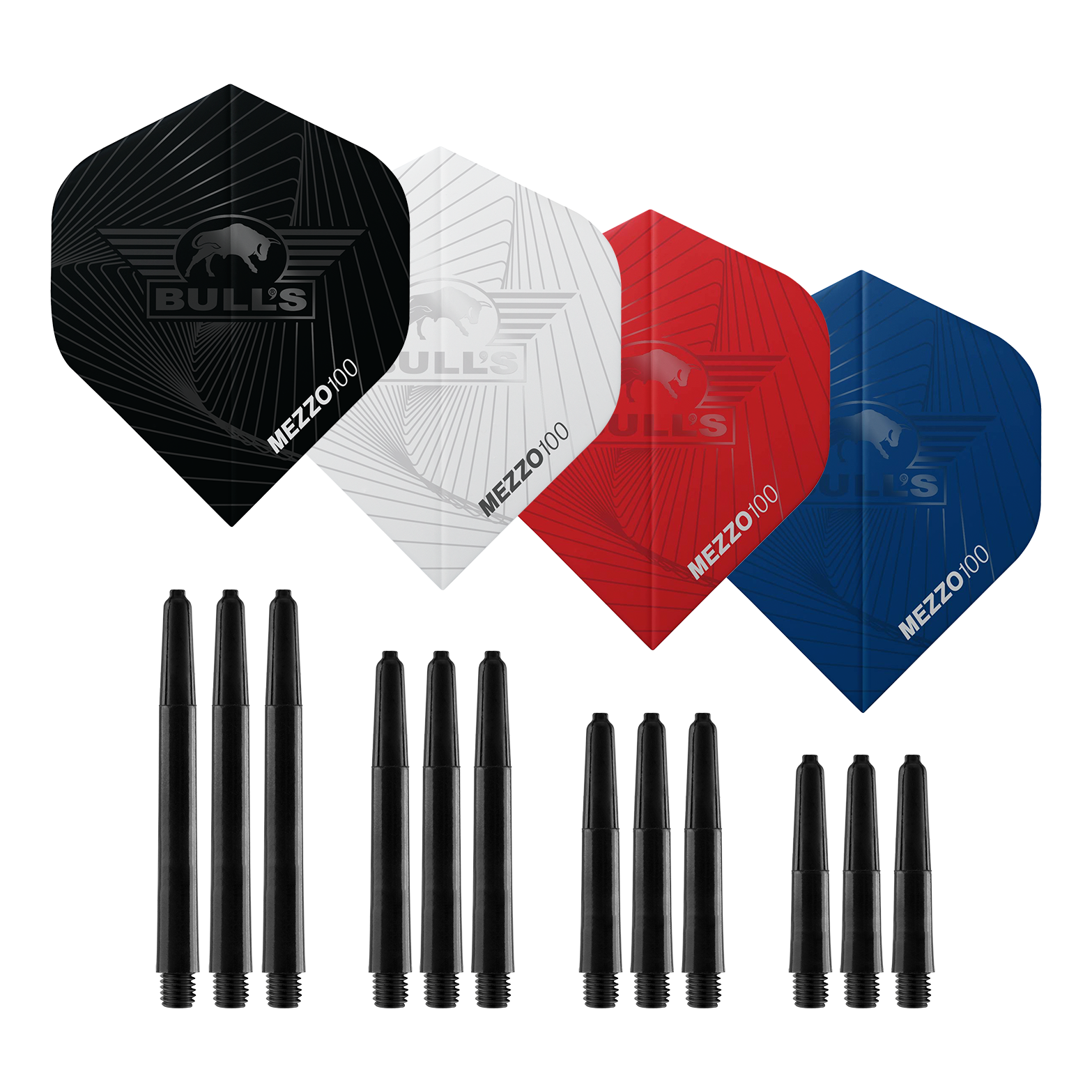 Hier sind die Bulls NL Bundle Of Steel - 4 Sets Brass Steeldarts zu sehen. Das Produkt besteht aus vier Sets Steeldarts aus Messing.