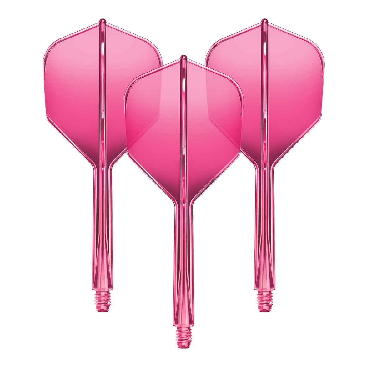 Das Bild zeigt ein Flight-Shaft-System für Darts in Neonpink mit einer Länge von 33mm. Es handelt sich um ein GOAT A1R No6 Set.