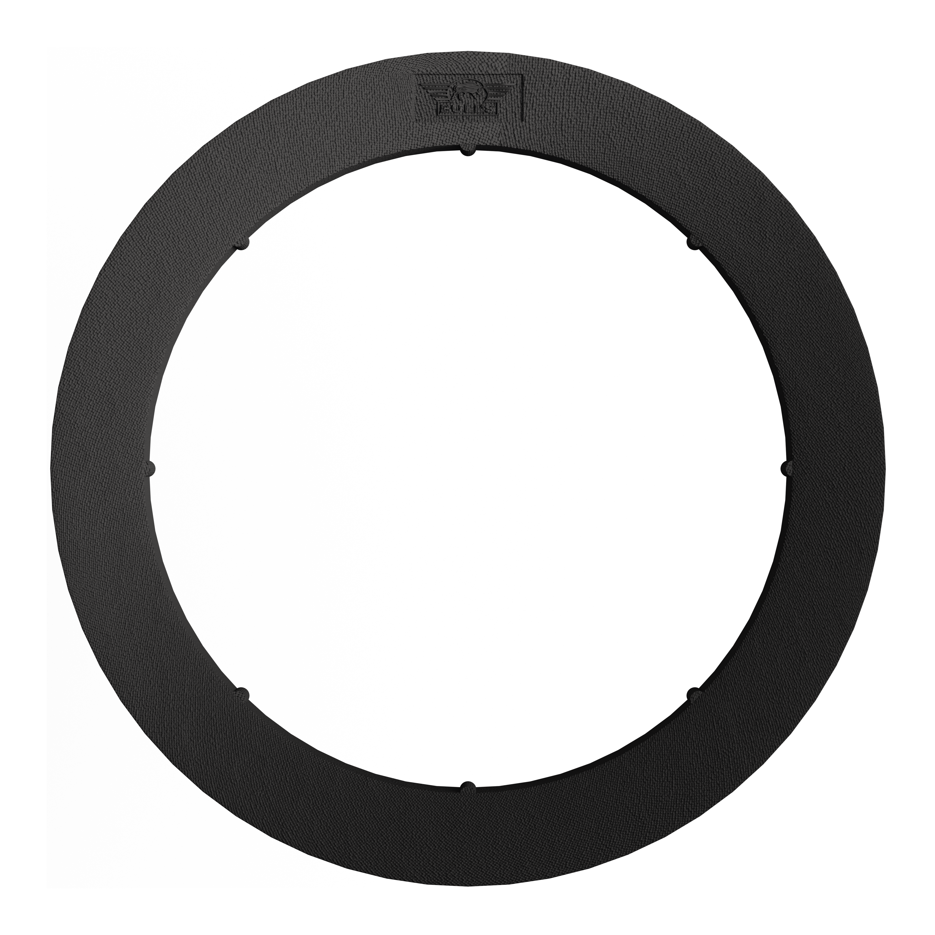Bulls NL Lumo Light Surround Beleuchtungssystem Das Bild zeigt das Produkt 'Bulls NL Lumo Light Surround Beleuchtungssystem'. Es handelt sich um einen runden, schwarzen Ring, der zur Beleuchtung eines Dartboards verwendet wird.