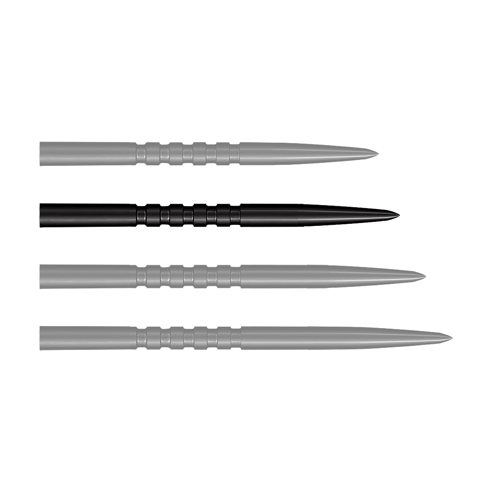 Shot Grip Point Steeldart-Spitzen - Schwarz Zu sehen sind schwarze Steeldartspitzen. Dies ist das Modell Grip Point in 35 mm Länge.