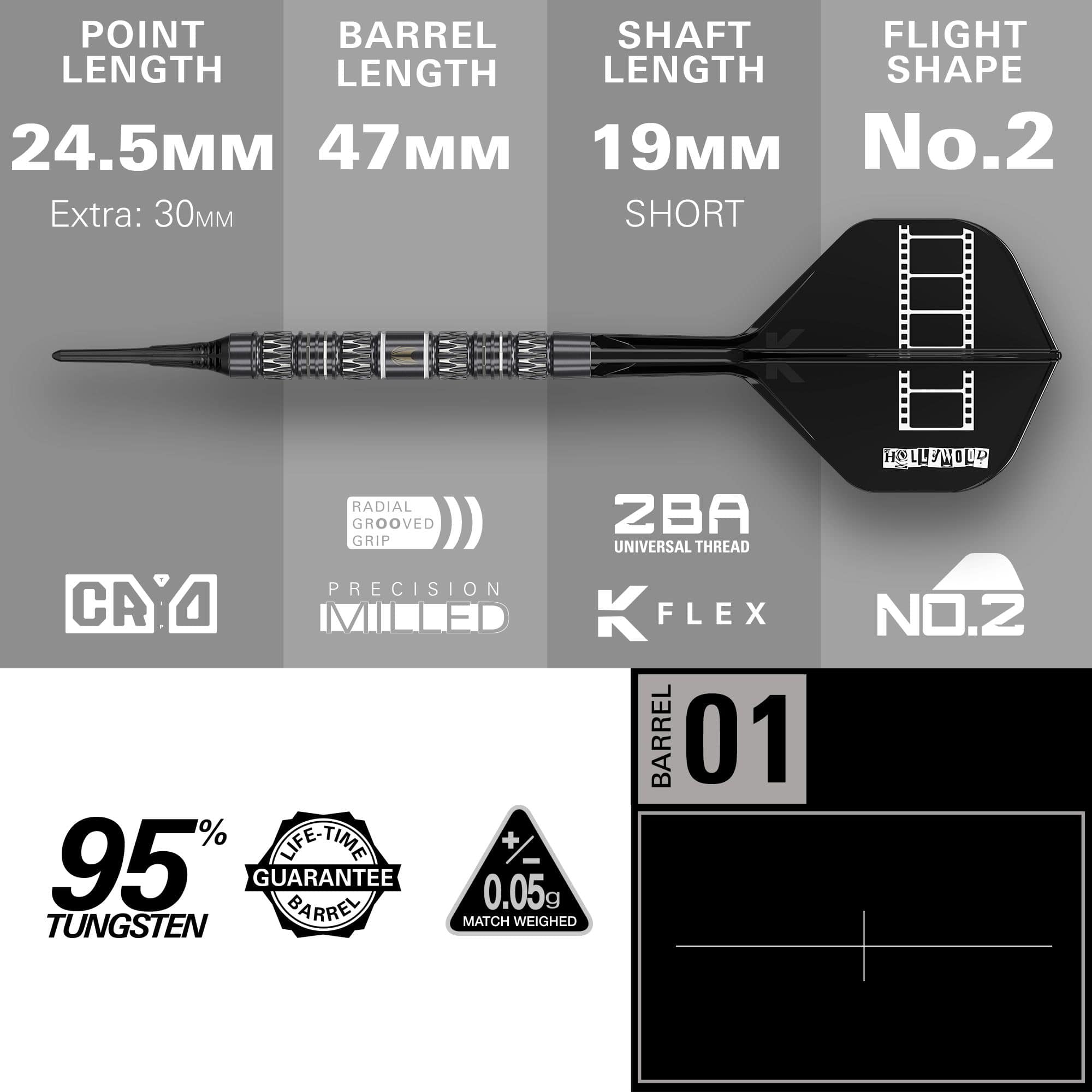 Target Chris Dobey 95K Softdarts - 18g Auf dem Bild sind die Target Chris Dobey 95K Softdarts - 18g zu sehen. Diese Softdarts zeichnen sich durch ihr elegantes Design und ihre Präzision aus.
