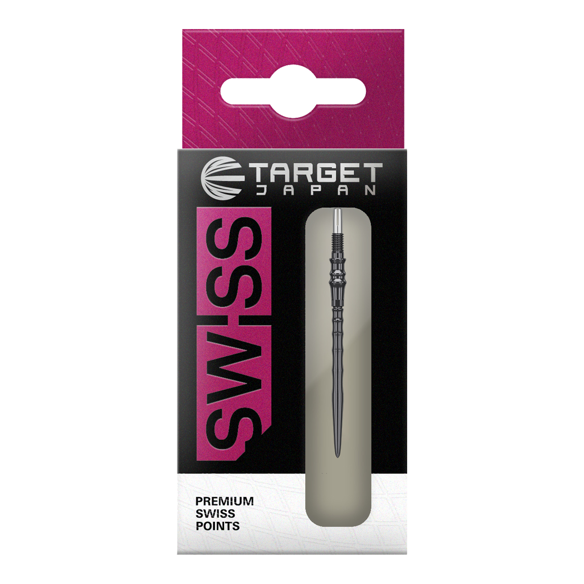 Target Japan Premium Swiss Point Steeldartspitzen - Schwarz Das Bild zeigt die Target Japan Premium Swiss Point Steldartspitzen - Schwarz. Es handelt sich um hochwertige Steeldartspitzen für präzises Dartspiel.