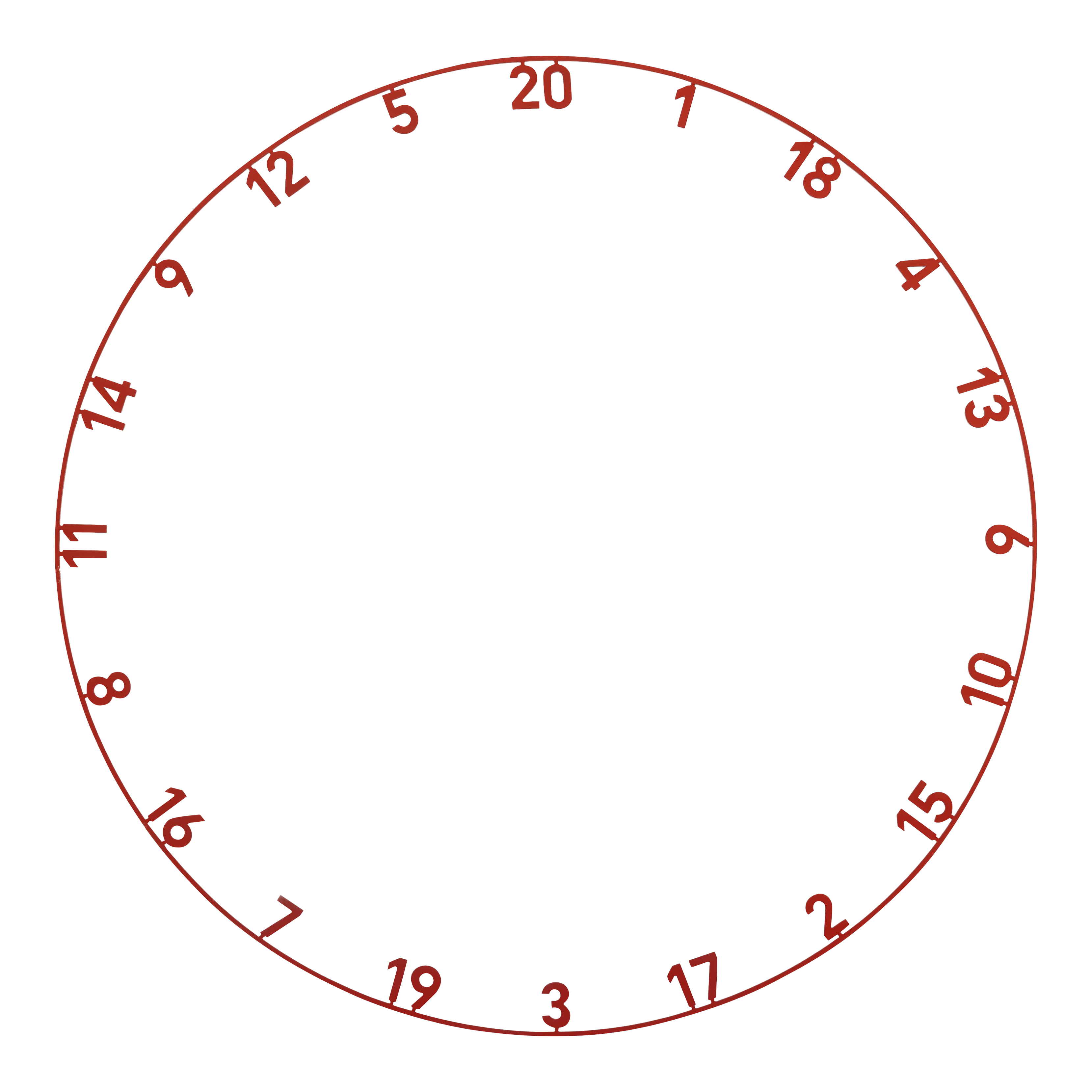 Precise 180 OnePiece Lasercut Zahlenring Das Bild stellt das Produkt ONE1003_Precise180_OnePiece_Lasercut_Zahlenring_FadedRed_1 dar. Es handelt sich vermutlich um einen lasergeschnittenen Zahlenring in Rot für ein Dartboard.