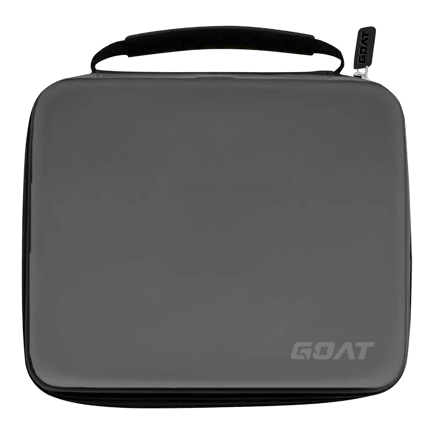 GOAT Locker XXL Dartwallet Auf dem Bild ist ein graues Etui mit einem Griff und einem Reißverschluss zu sehen. In der rechten unteren Ecke befindet sich das Logo „GOAT“.
