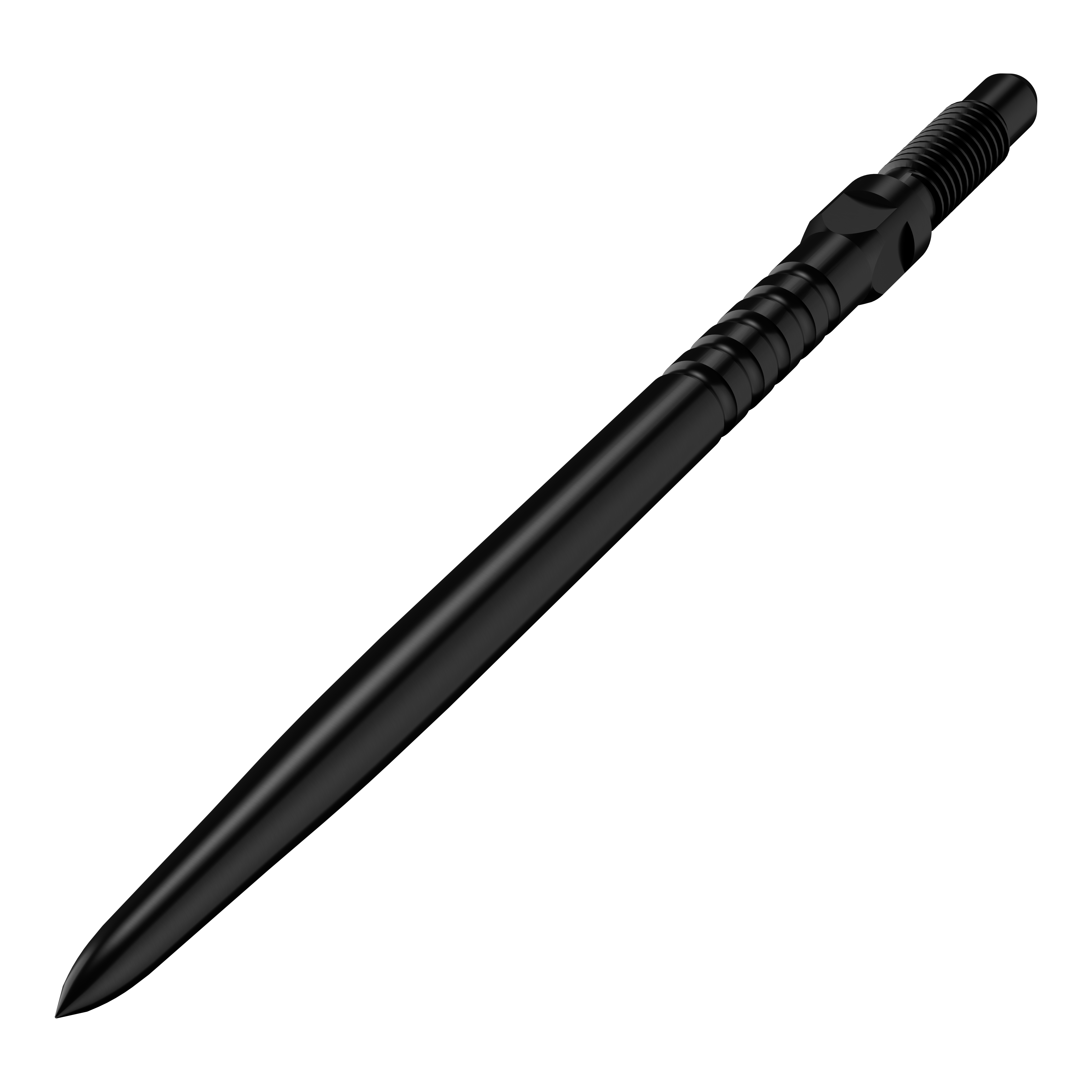 Das Bild zeigt ein Dart-Zubehörteil. Es handelt sich um ein BullsNL Convertible Point mit Ringed Grip in Schwarz und 36mm Länge.