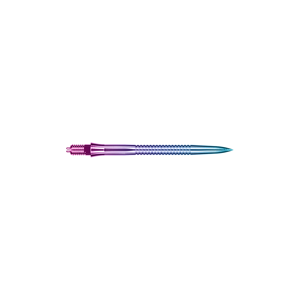 Caliburn EZ-EVO Dartspitzen - Grooved - Rainbow Zu sehen ist EVO206 Caliburn EZ-EVO Dartspitzen Grooved Rainbow 32mm. Abgebildet sind farbenfrohe Dartspitzen mit einer gerillten Struktur.