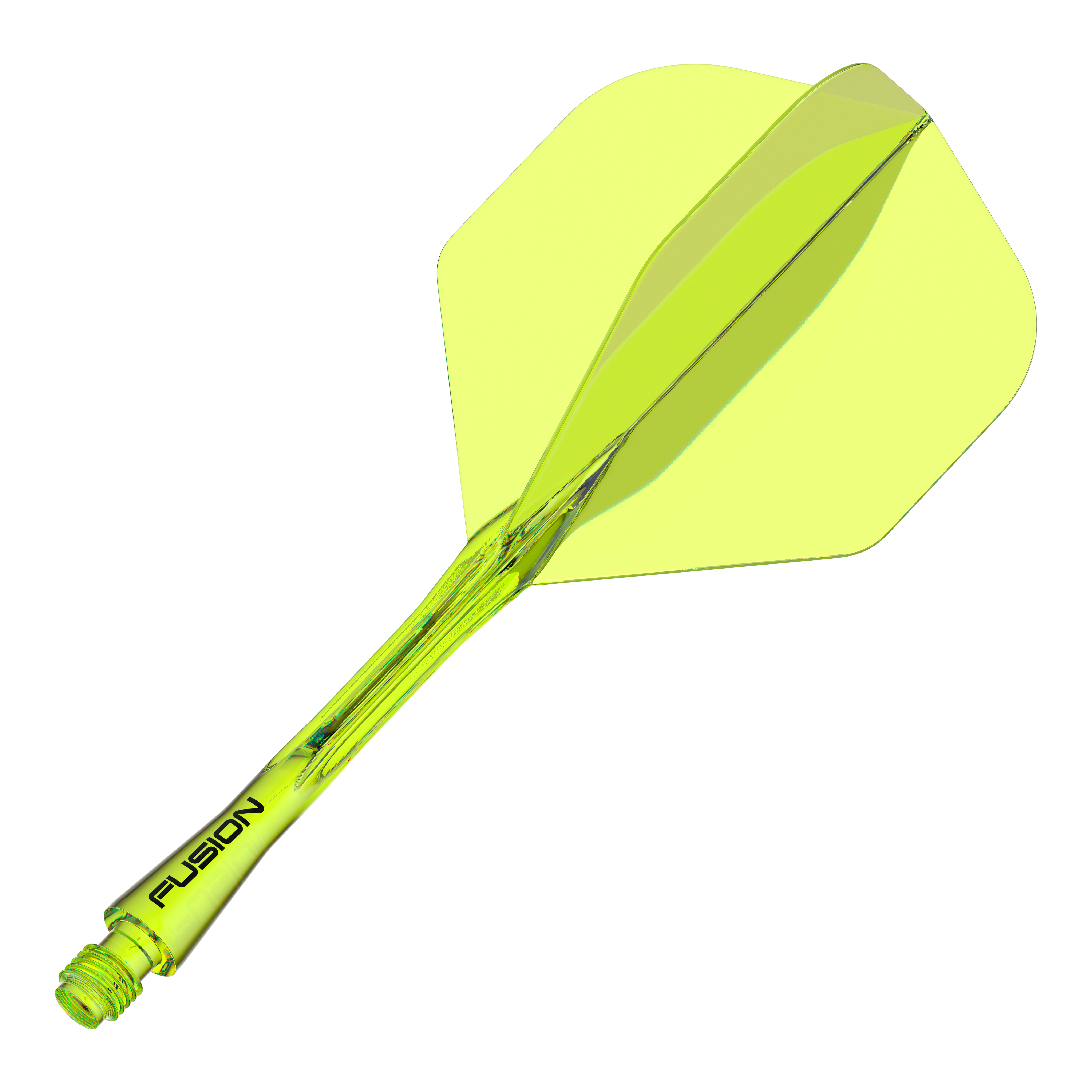 Abgebildet ist das Winmau Fusion Flight Shaft System in Gelb, 34mm. Es handelt sich um ein Dart-Zubehör für Standard Flights und Shafts.
