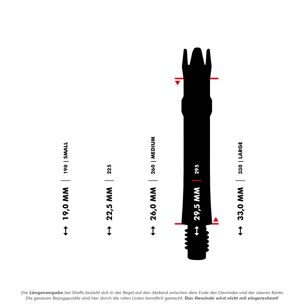 L-Style L-System Ersatzshafts - Clear Black Metallische Ersatzshafts werden in dieser Abbildung gezeigt. Die Shafts sind parallel angeordnet.